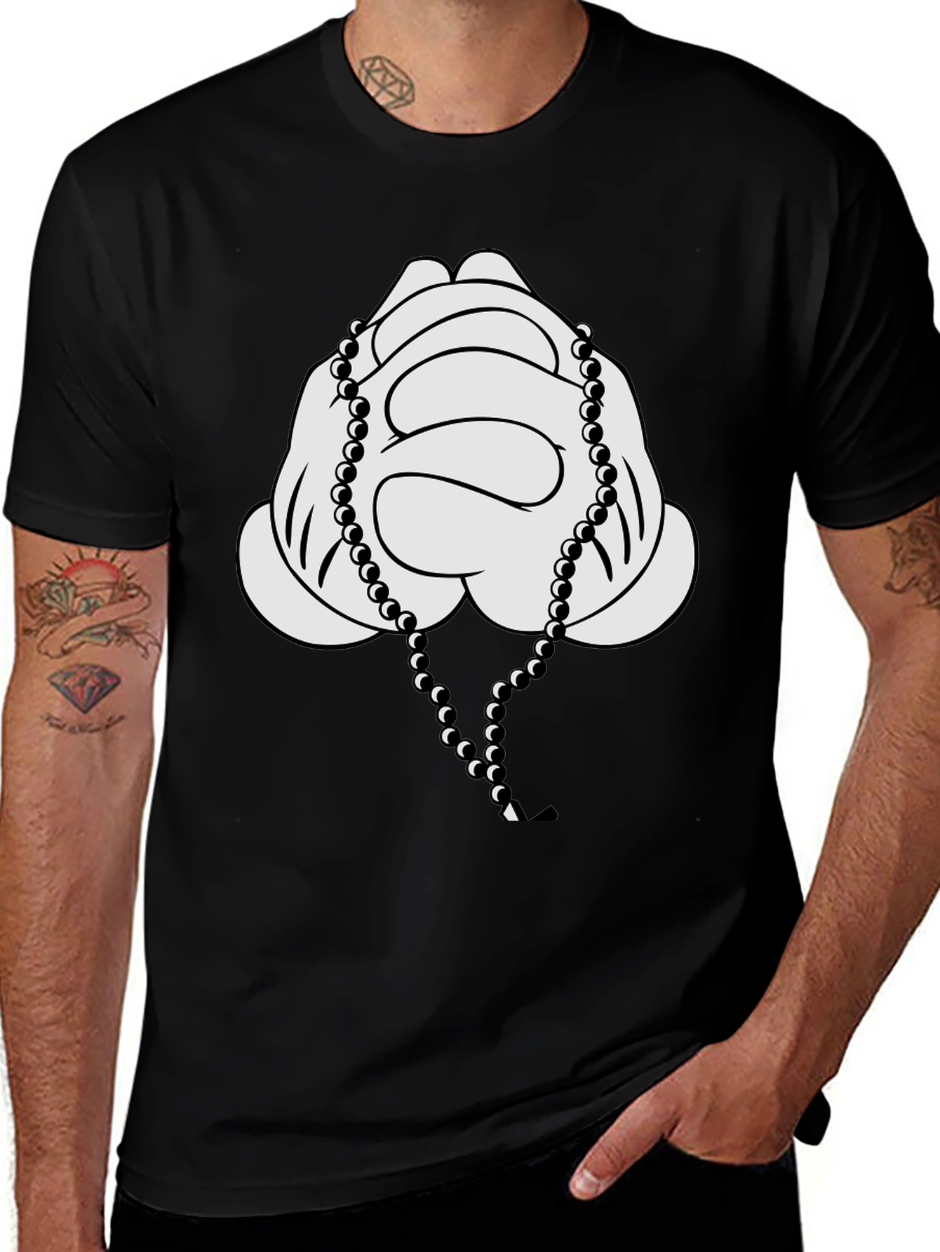 Variant 19 of Praying Hands T-Shirt - Black