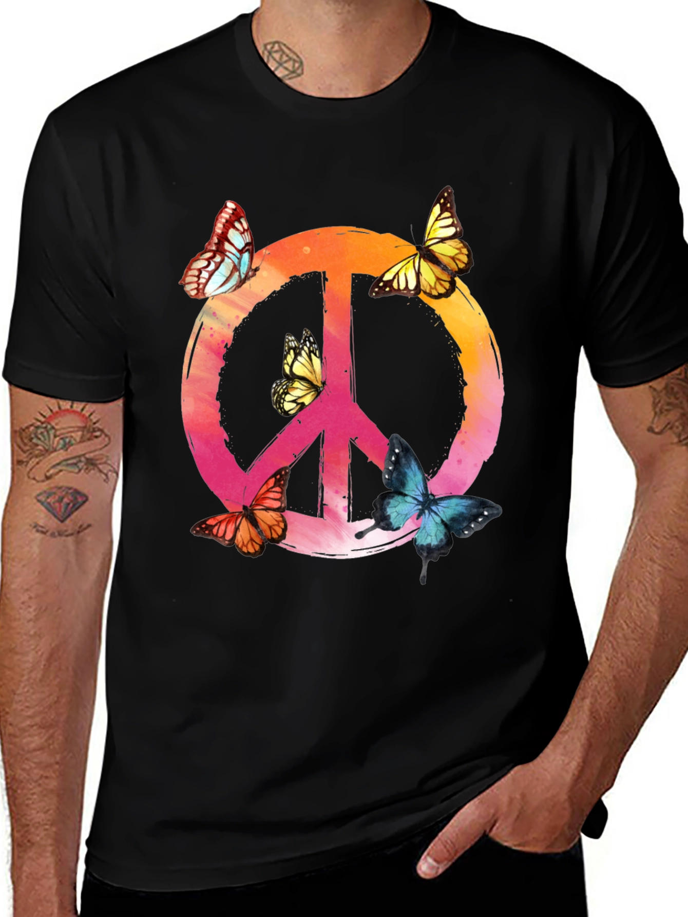 Variant 15 of Butterfly Peace Sign Graphic Tee