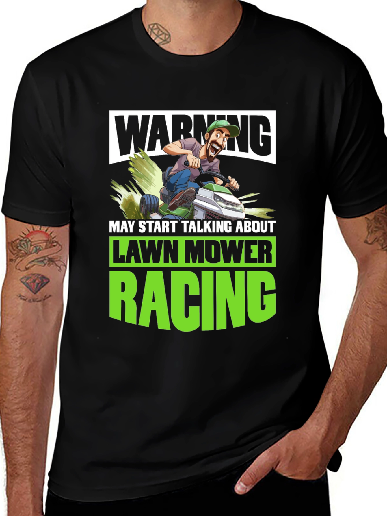 Variant 13 of Warning Lawn Mower Racing T-Shirt
