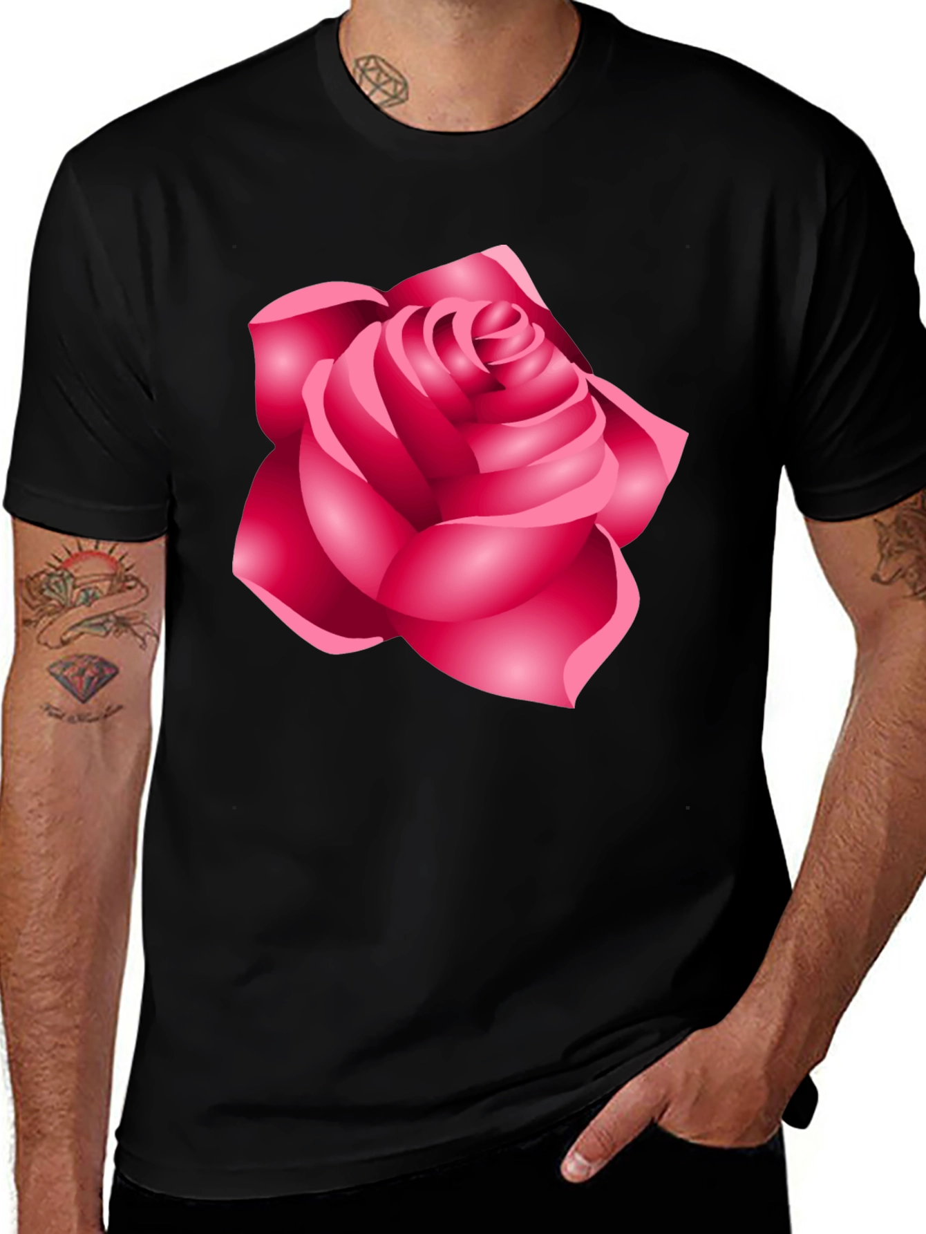 Variant 17 of Rose Graphic Black T-Shirt
