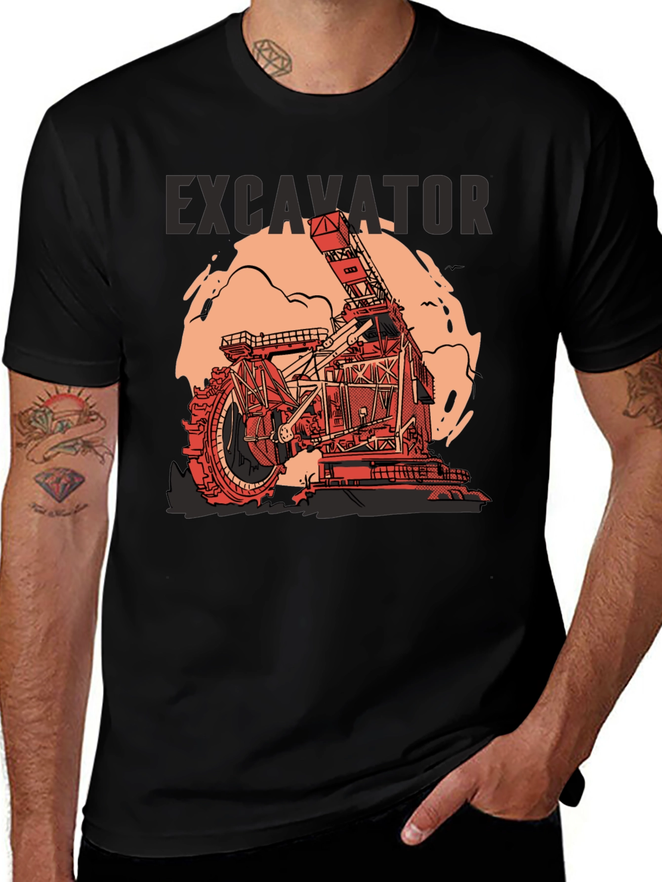 Excavator Graphic Tee - Heavy Machinery T-Shirt