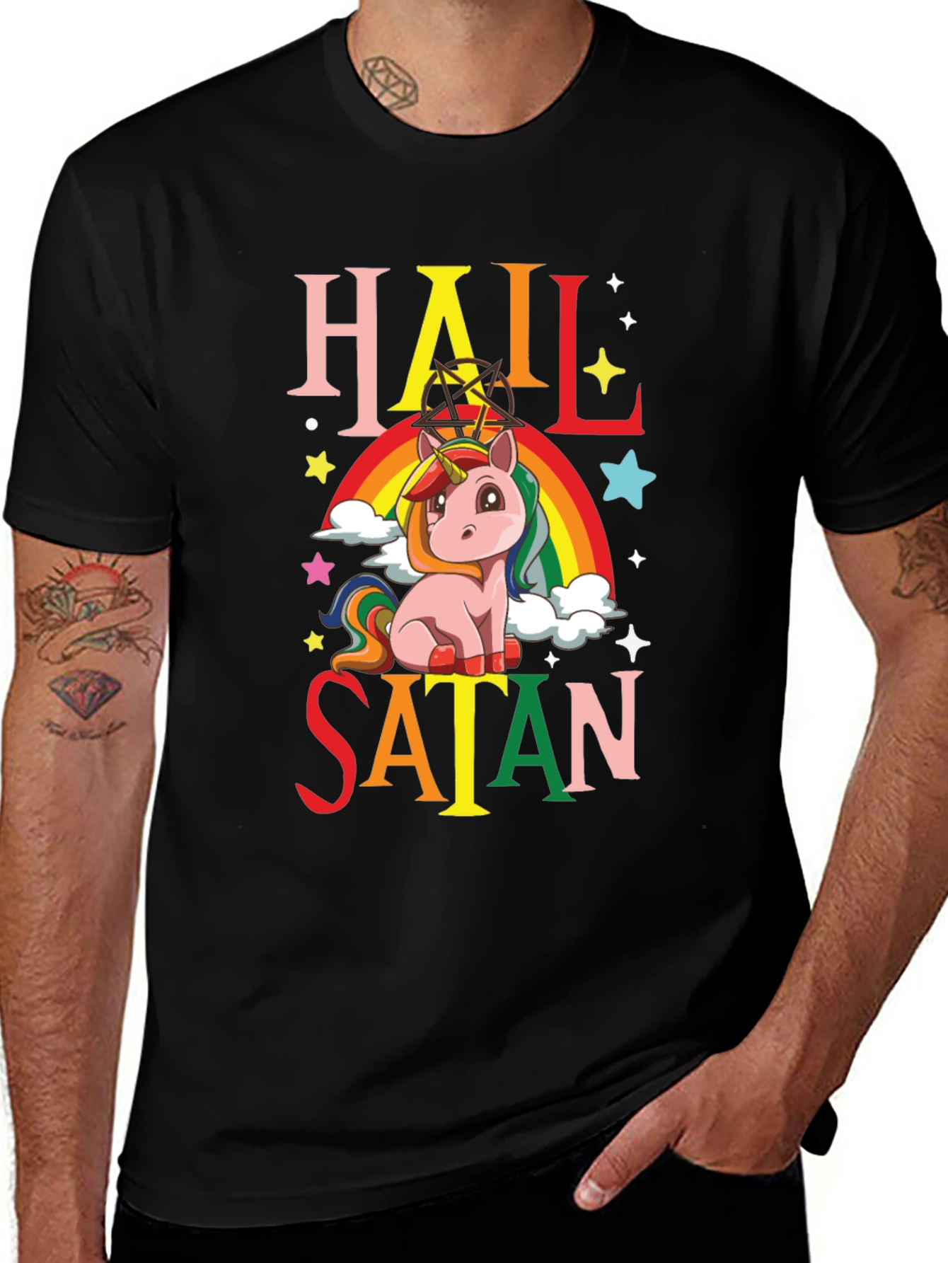 Variant 26 of Hail Satan Unicorn Graphic Tee - Funny & Unique