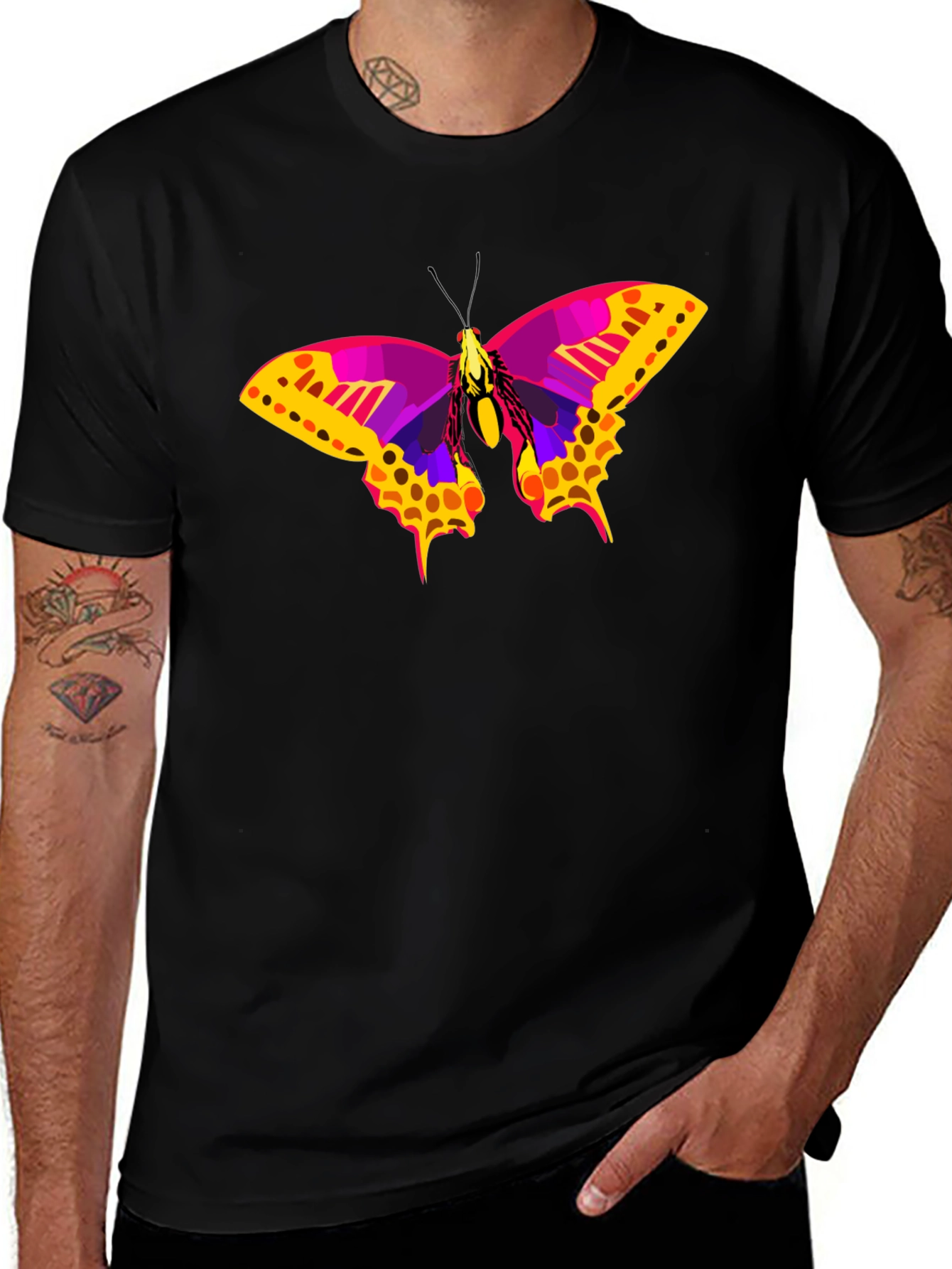 Variant 7 of Butterfly Graphic Black T-Shirt