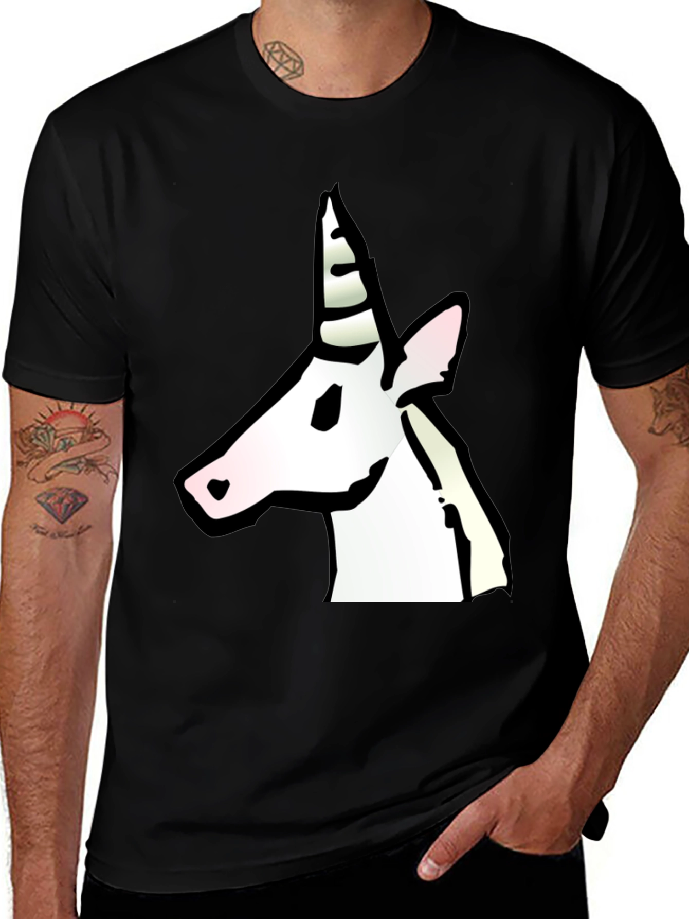 Variant 13 of Unicorn Graphic Print Black T-Shirt