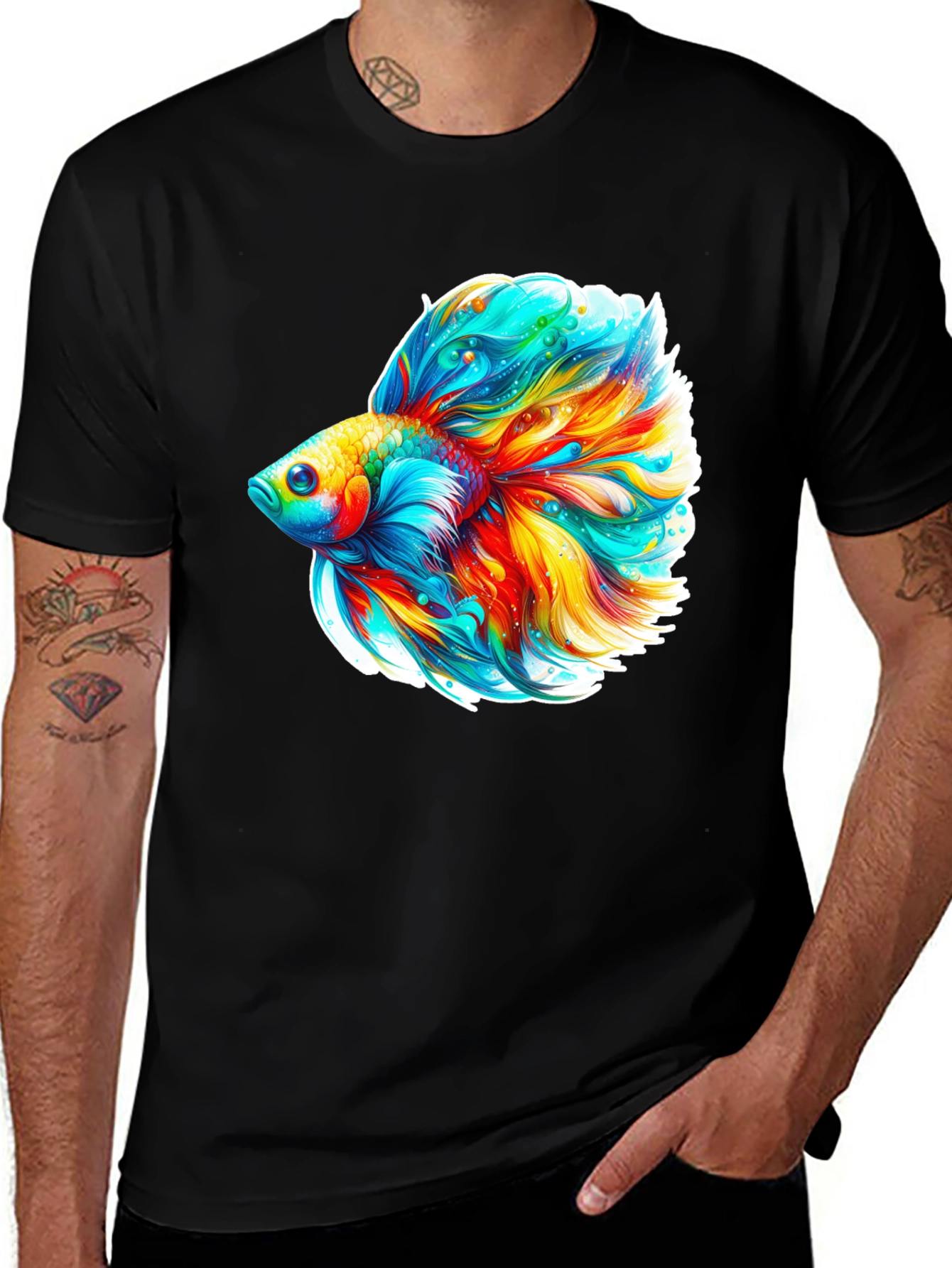 Variant 28 of Vibrant Betta Fish Graphic Tee - Soft Cotton