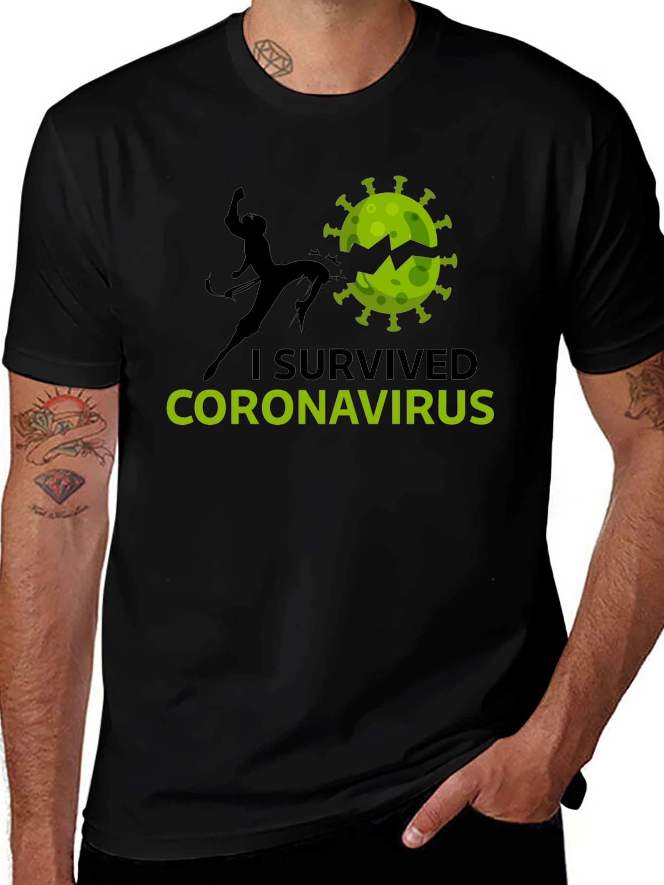 Variant 10 of I Survived Coronavirus Black T-Shirt
