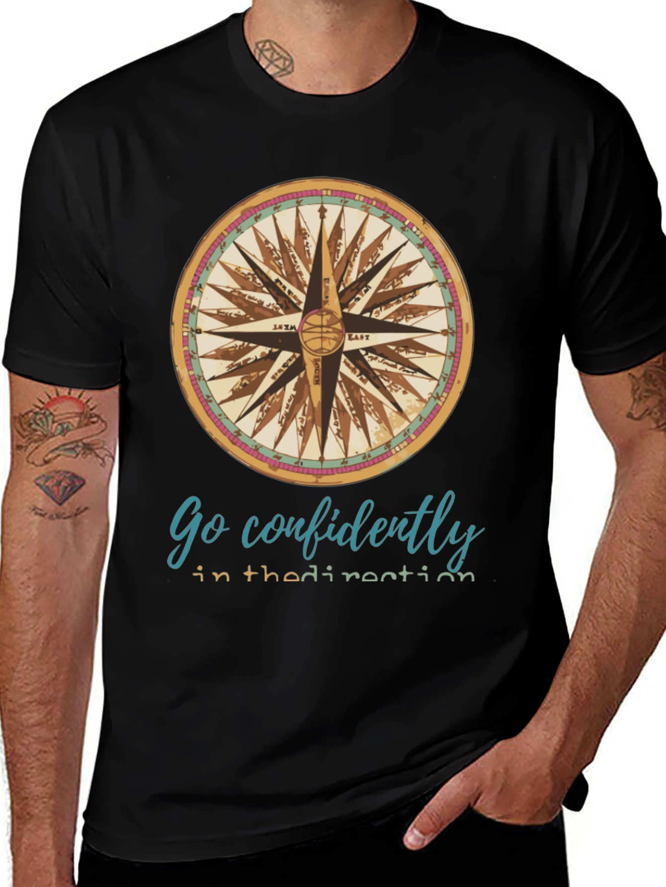 Variant 4 of Go Confidently Direction T-Shirt - Compass Design