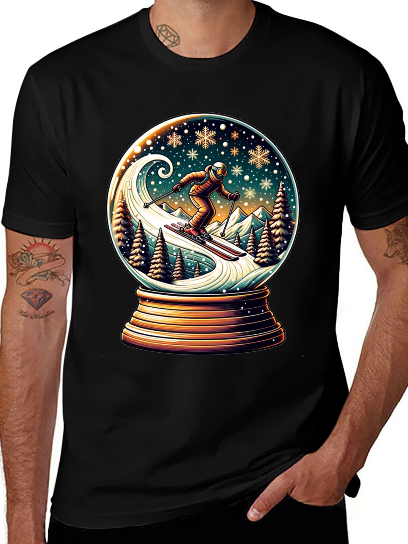 Skiing Snow Globe Graphic Tee
