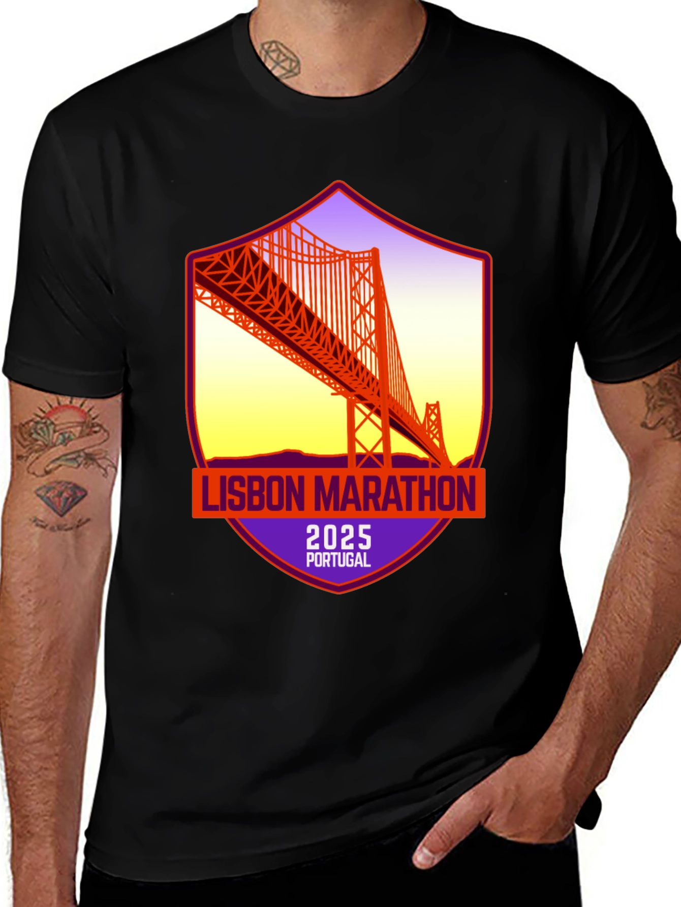 Lisbon Marathon 2025 T-Shirt: Portugal Bridge Design