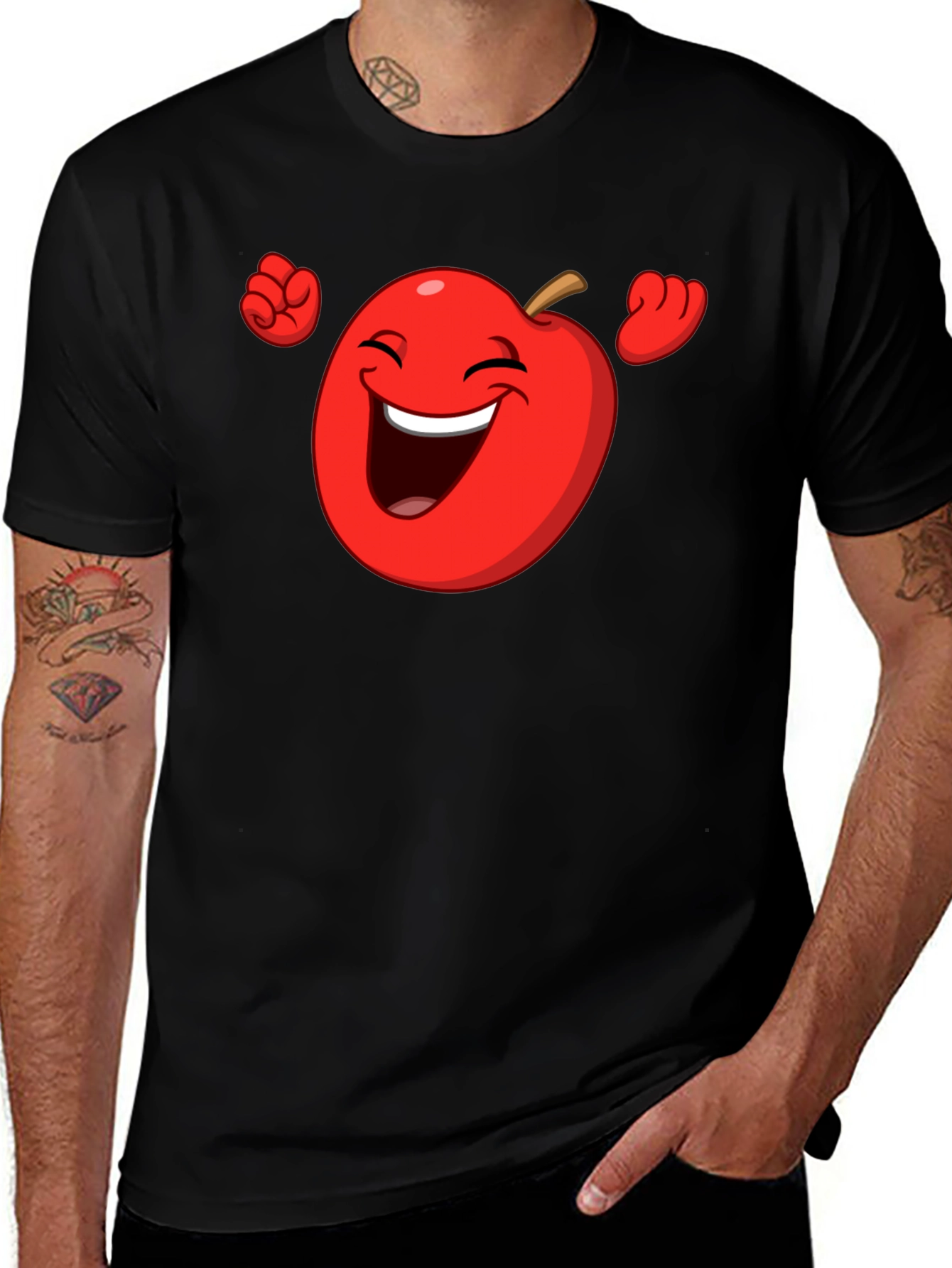 Variant 3 of Funny Apple Cartoon Graphic T-Shirt