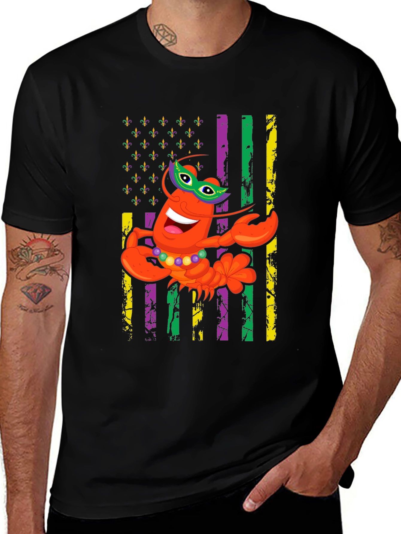 Mardi Gras Lobster Graphic T-Shirt