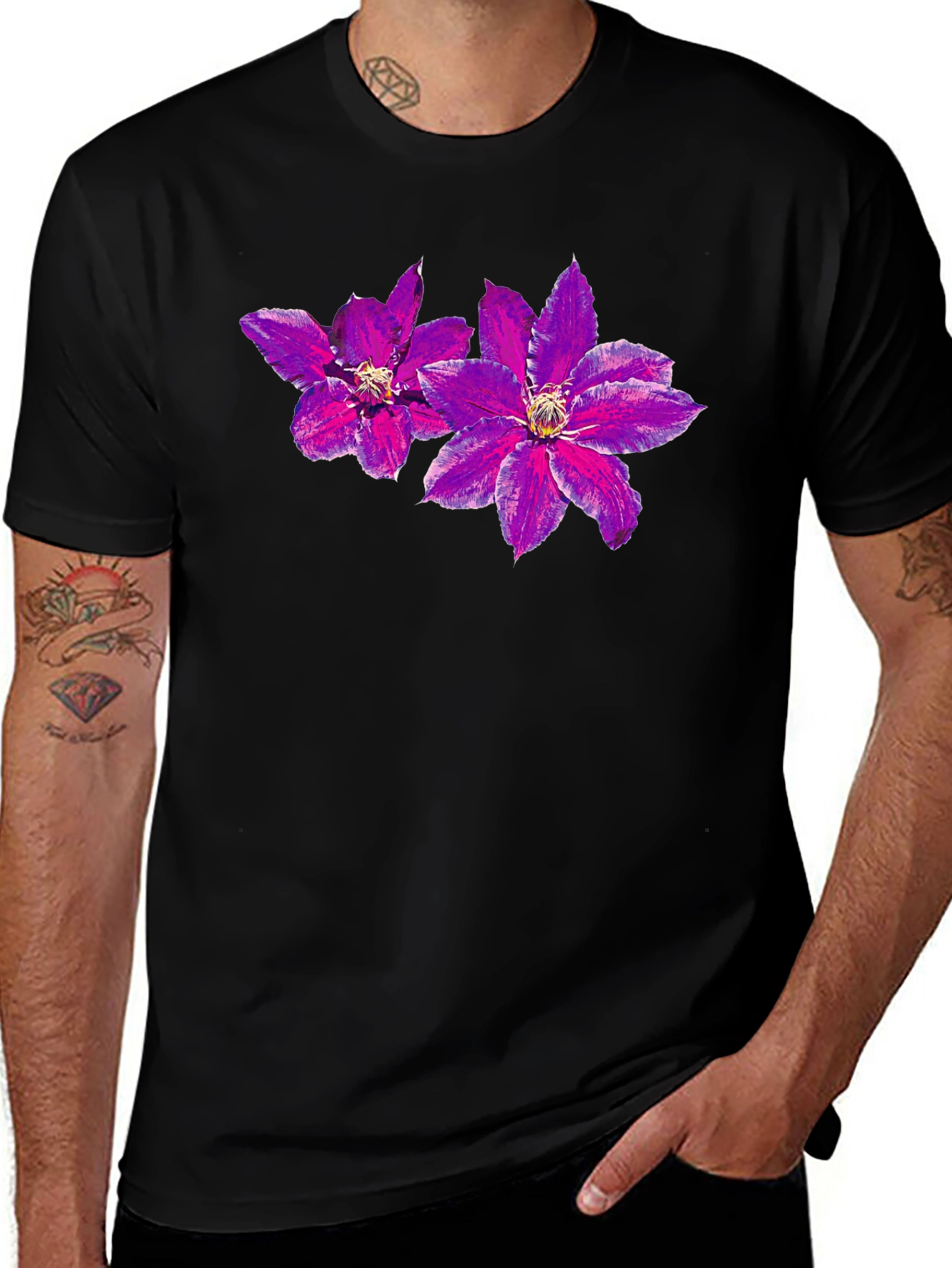 Black Floral Print Black T-Shirt main image