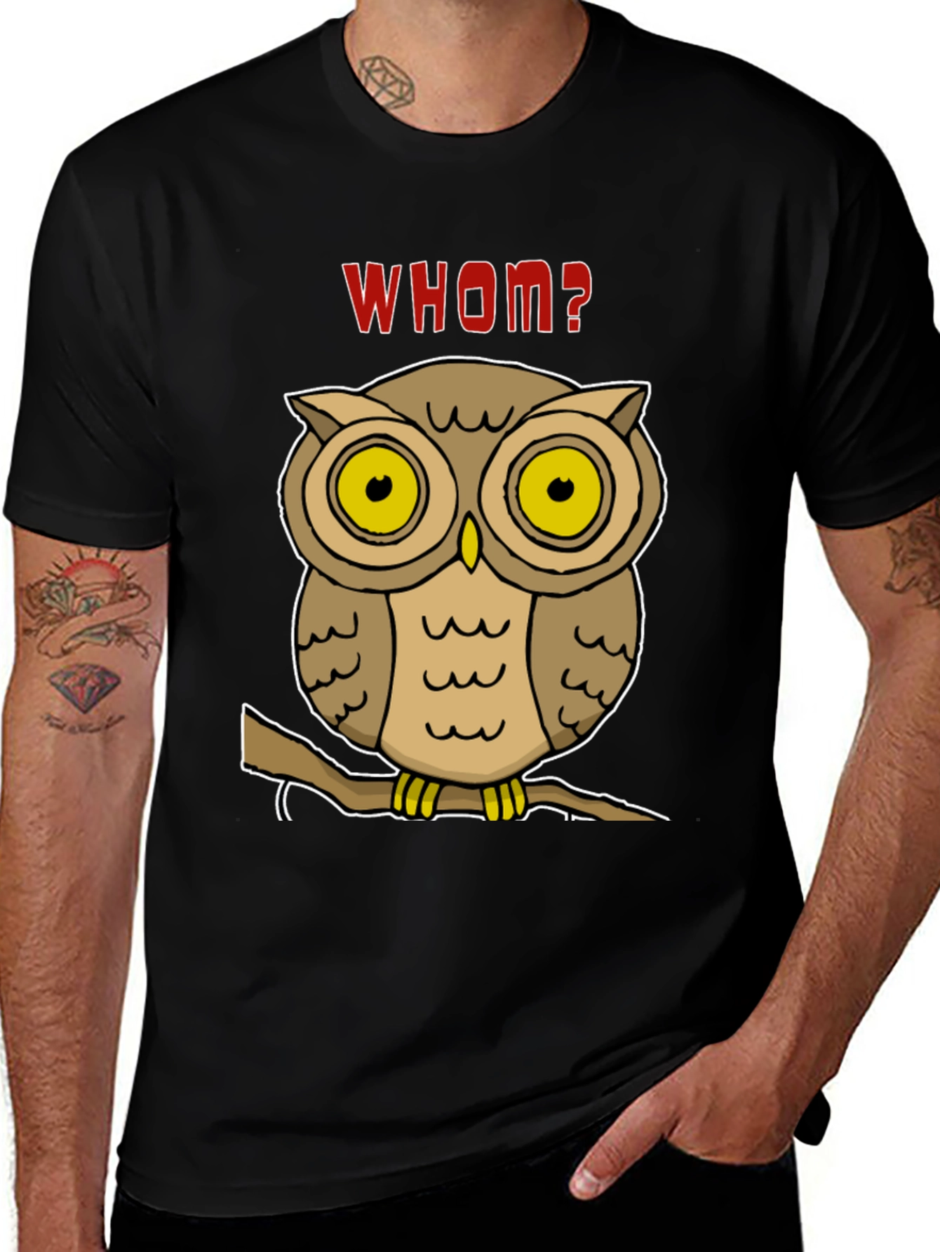 Variant 7 of Whom Owl T-Shirt - Funny Bird Graphic Tee