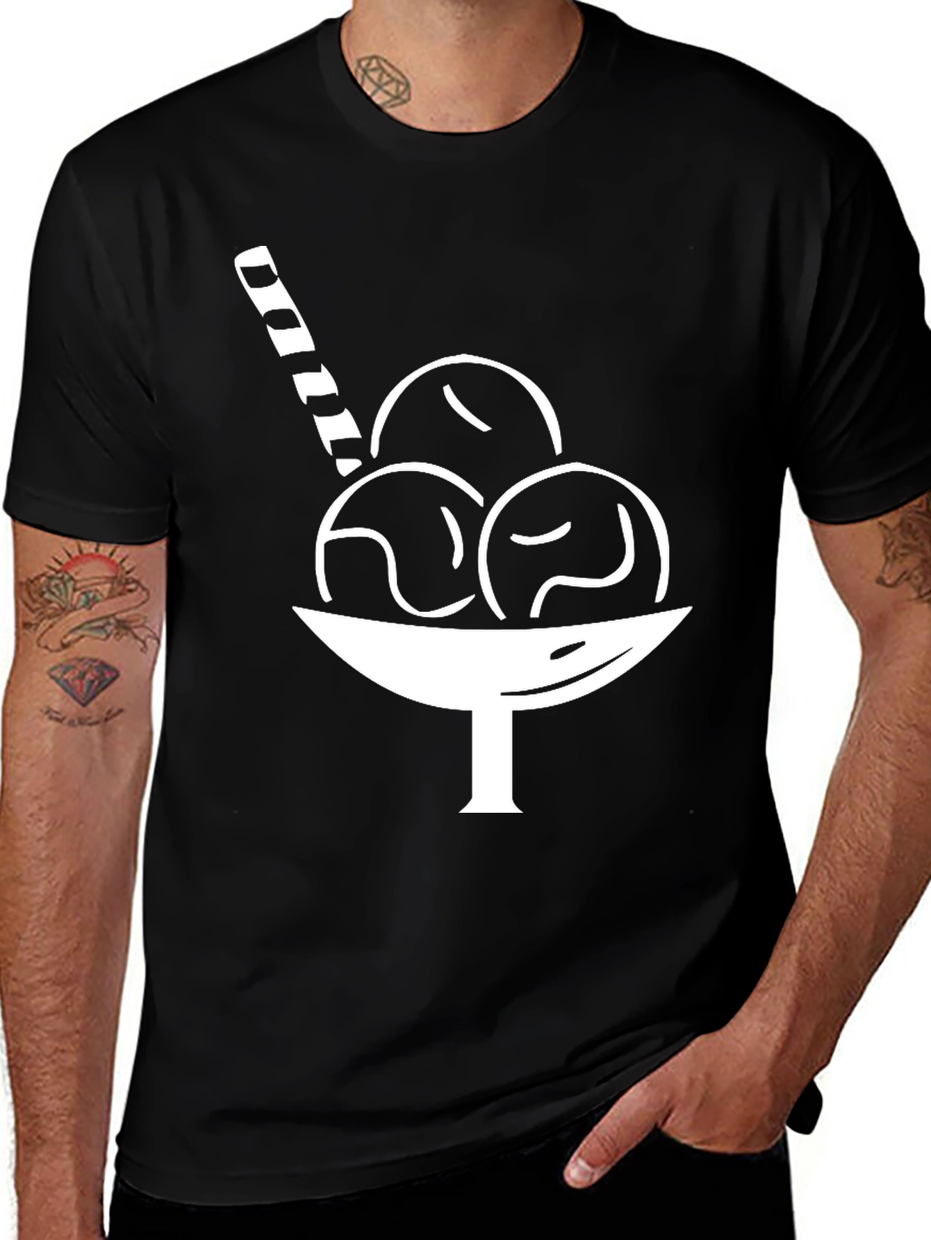 Variant 23 of Ice Cream T-Shirt - Black Cotton Blend Tee