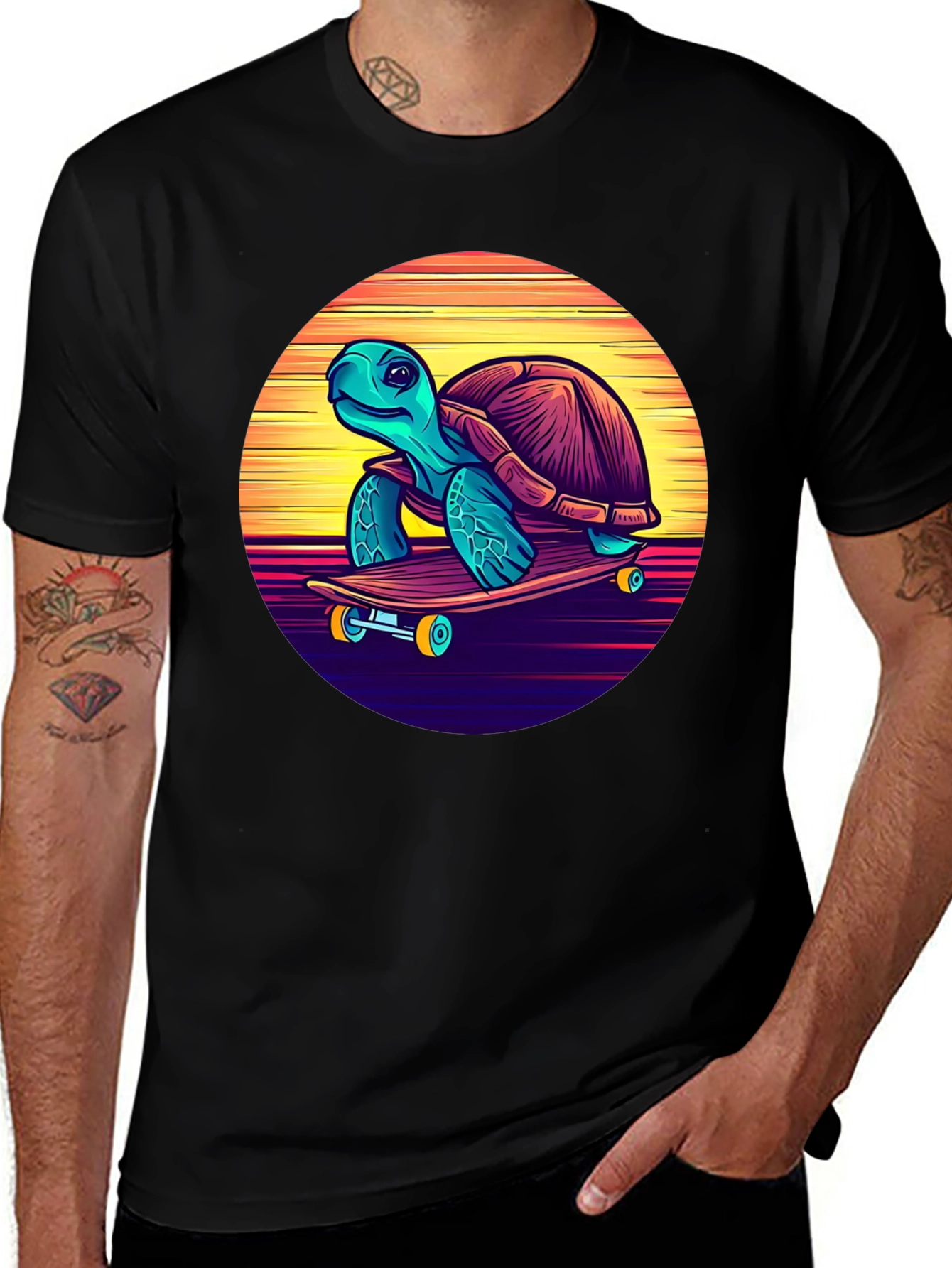 Variant 12 of Skateboarding Turtle Graphic Tee - Cool Retro Design