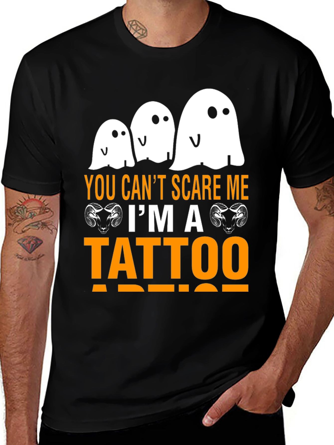Variant 28 of Halloween Tattoo Artist T-Shirt - You Can't Scare Me