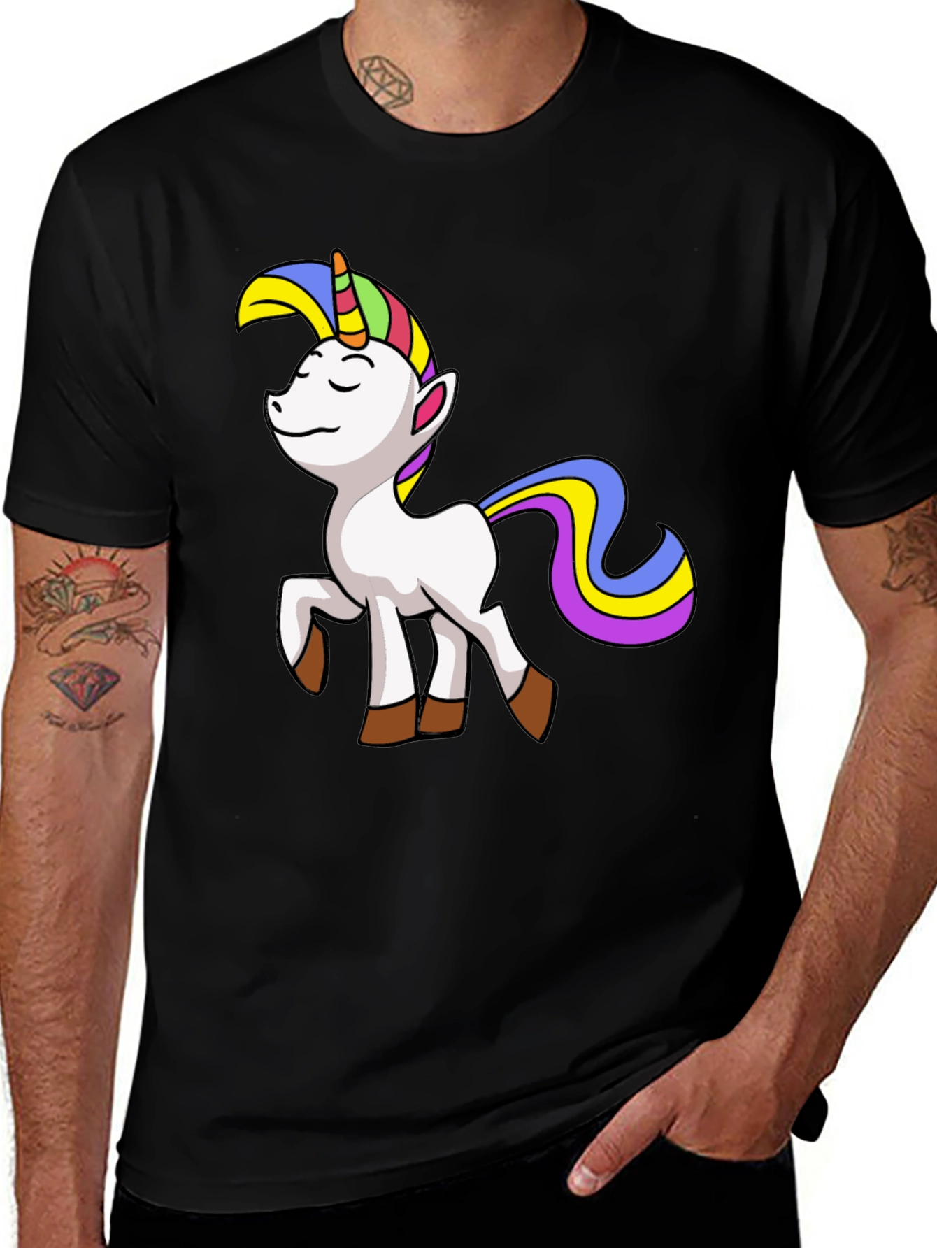 Variant 18 of Unicorn Graphic Tee - Black Cotton Casual Shirt