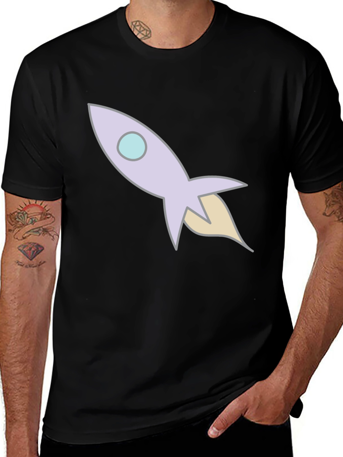 Variant 16 of Rocket Graphic Tee - Black Cotton Casual T-Shirt
