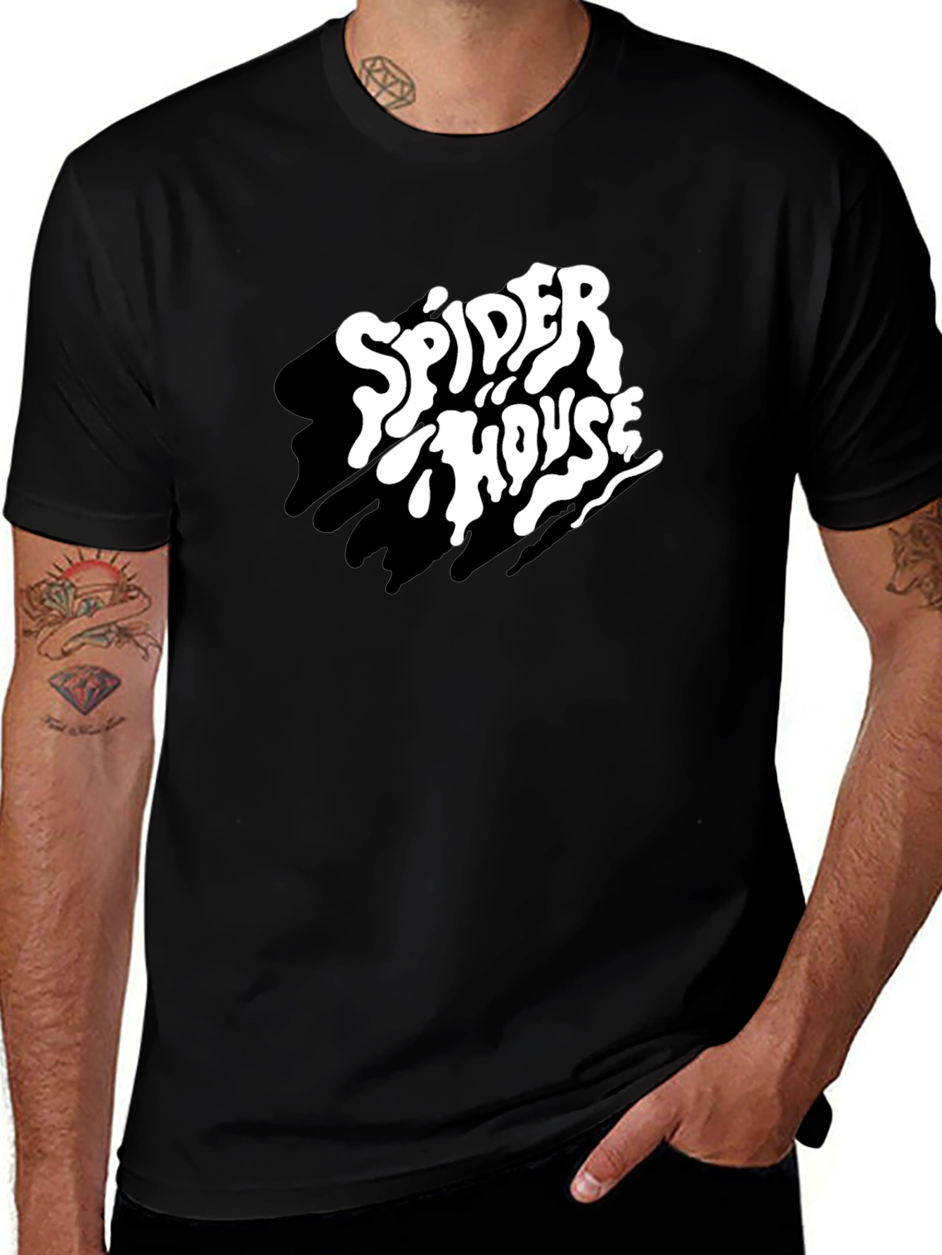 Variant 7 of Spider House Graphic Tee - Stylish Black T-Shirt