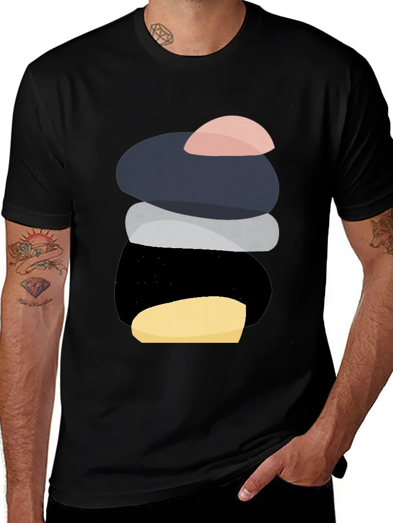 Variant 28 of Zen Stone Stack Graphic Tee - Modern Minimalist Design