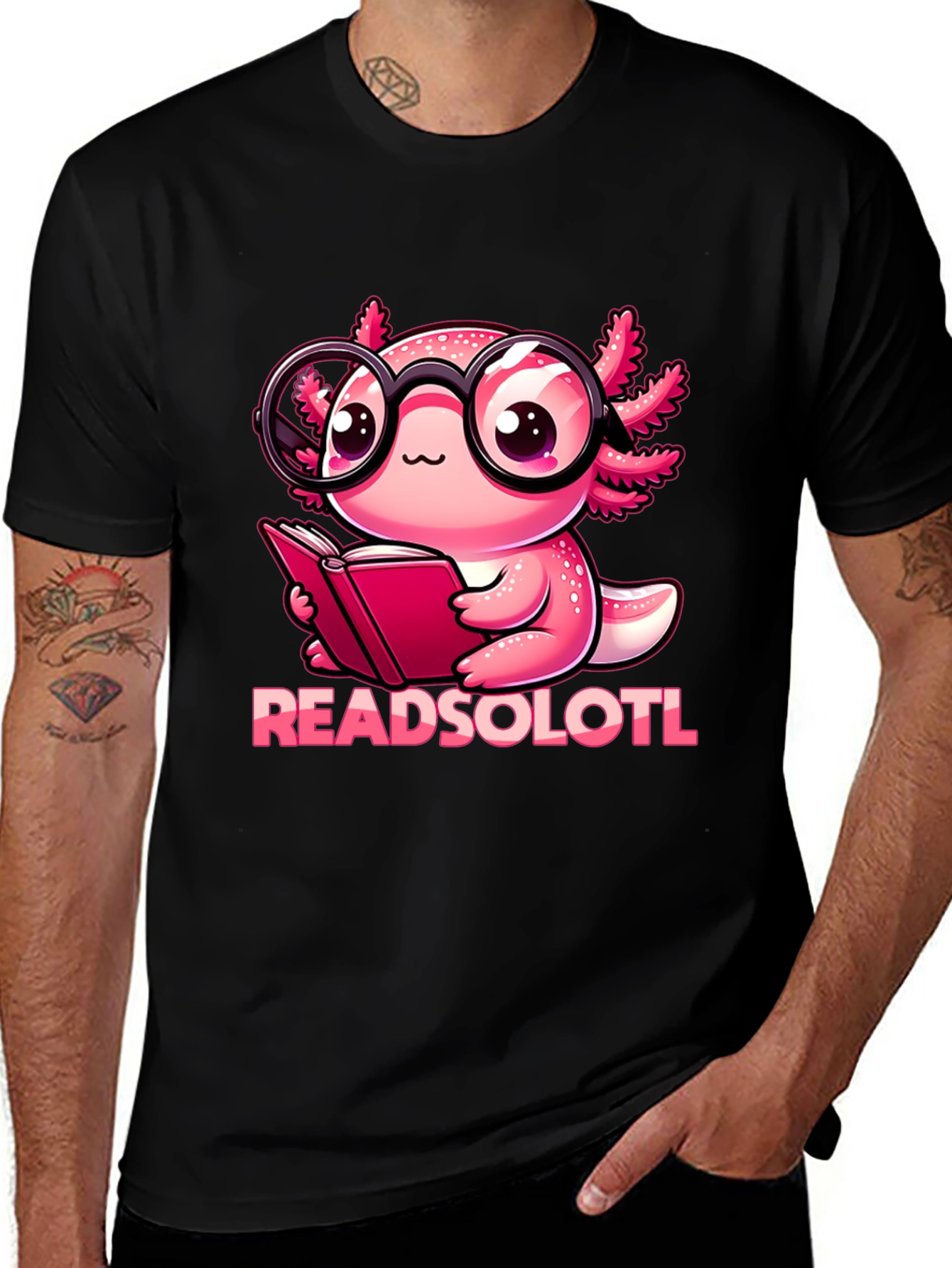 Variant 7 of Readsolotl T-Shirt - Bookworm Axolotl