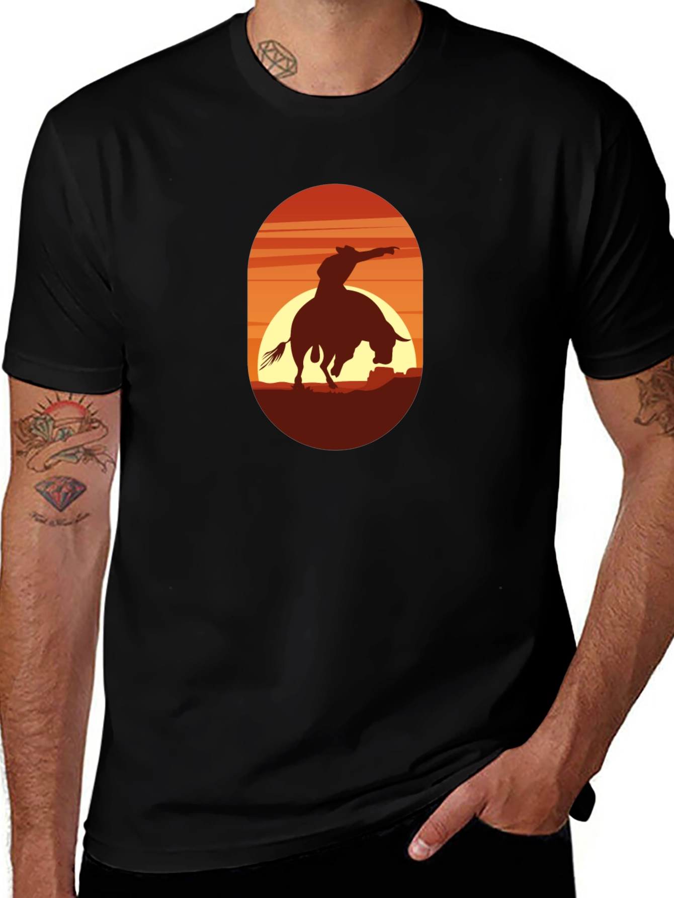 Variant 30 of Cowboy Silhouette Graphic Tee - Western Style Shirt