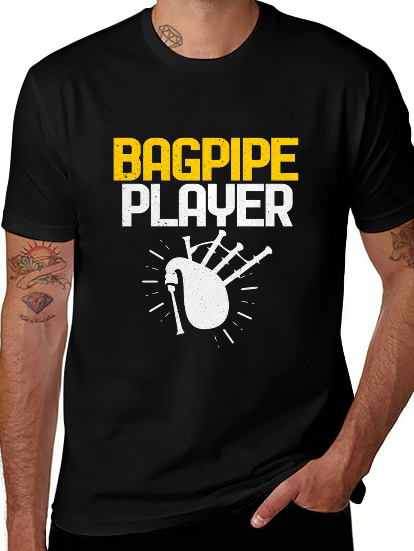 Variant 12 of Bagpipe Player Graphic T-Shirt - Musician Tee