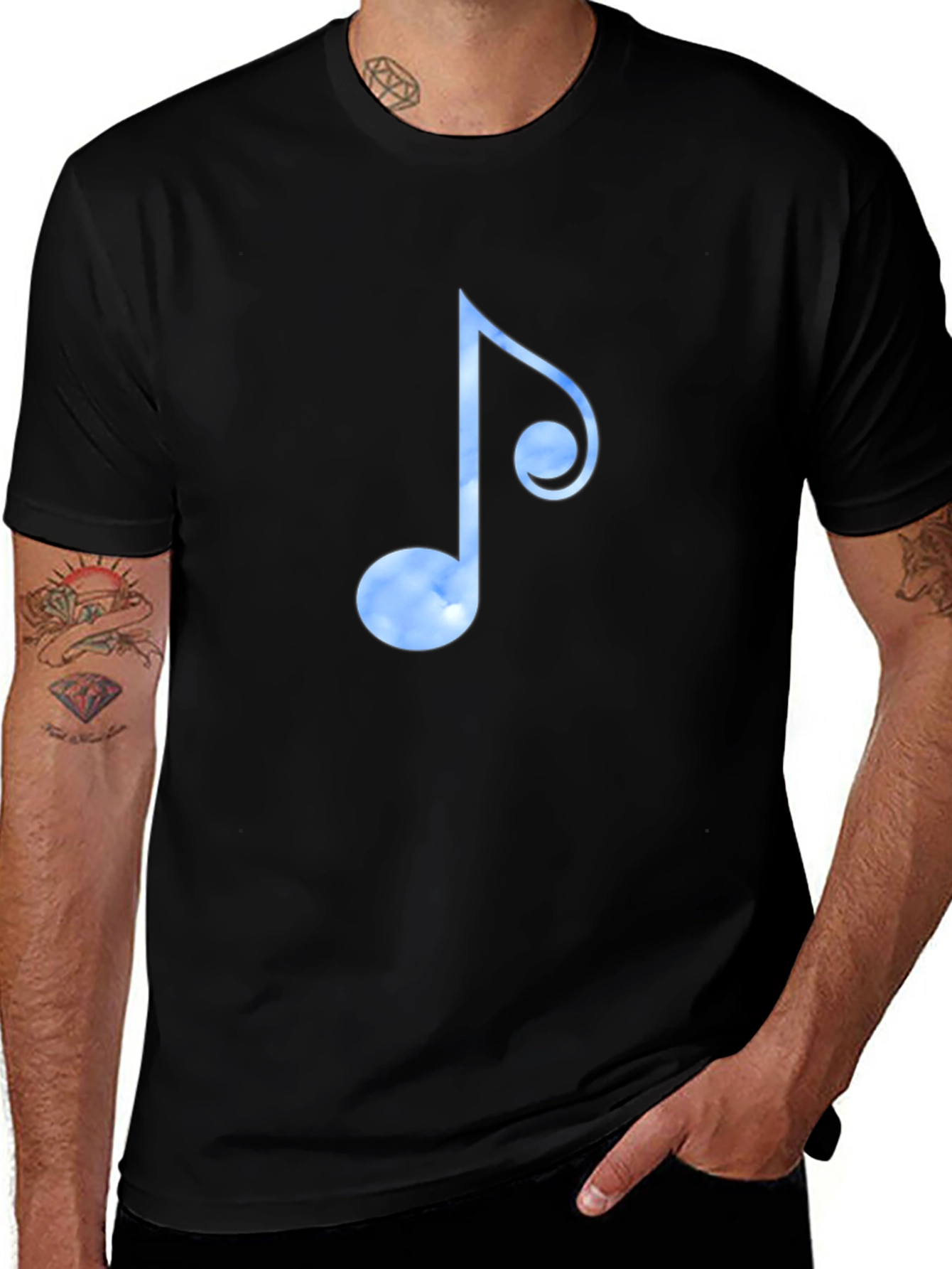 Variant 5 of Sky Note Graphic Black T-Shirt