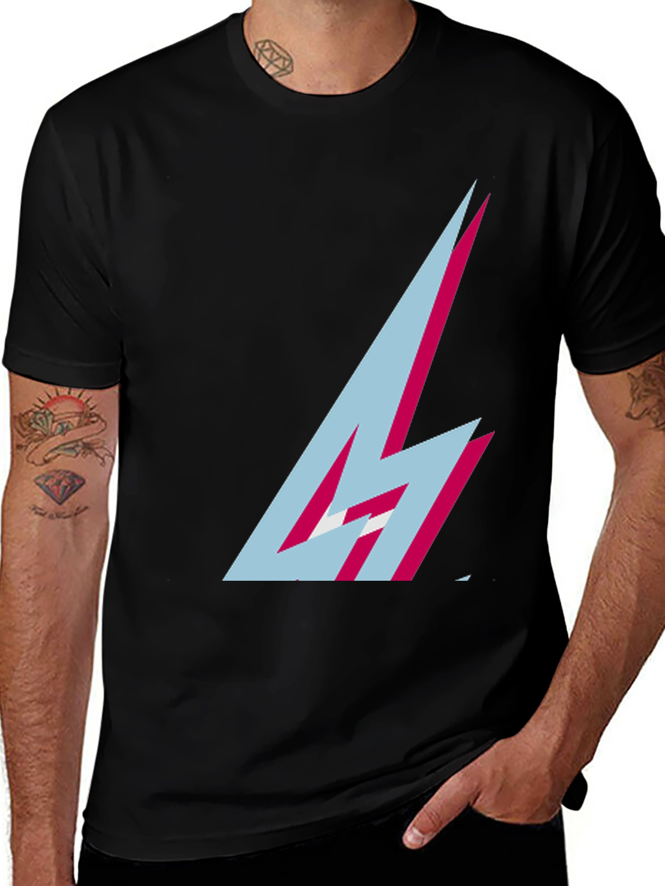 Variant 3 of Modern Bolt Graphic Tee - Stylish Black Cotton Shirt