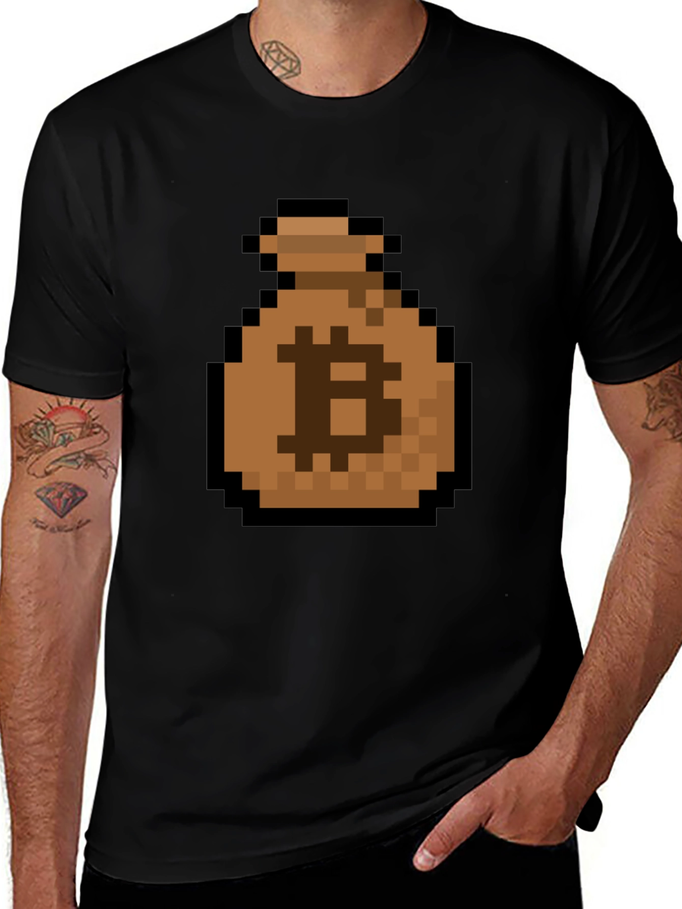Variant 16 of Bitcoin Pixel Art T-Shirt