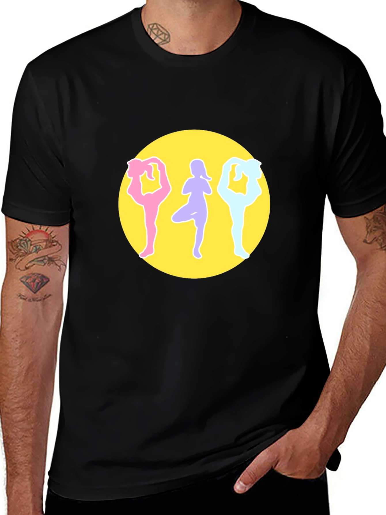 Variant 19 of Yoga Silhouette Graphic Tee - Black Cotton T-Shirt