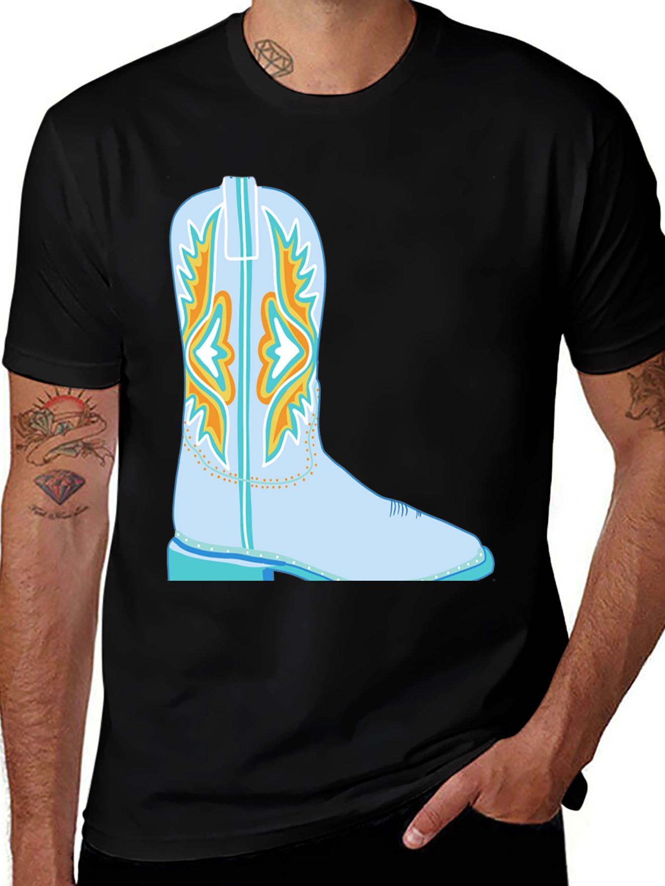 Variant 4 of Cowboy Boot Graphic Tee - Western Style