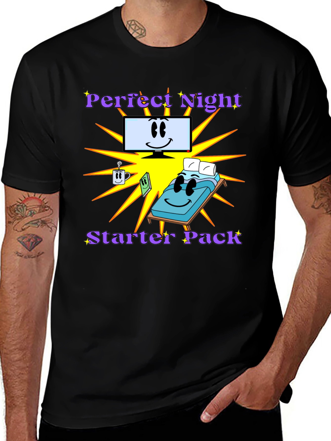 Variant 23 of Perfect Night Starter Pack T-Shirt - Comfy Cartoon Tee