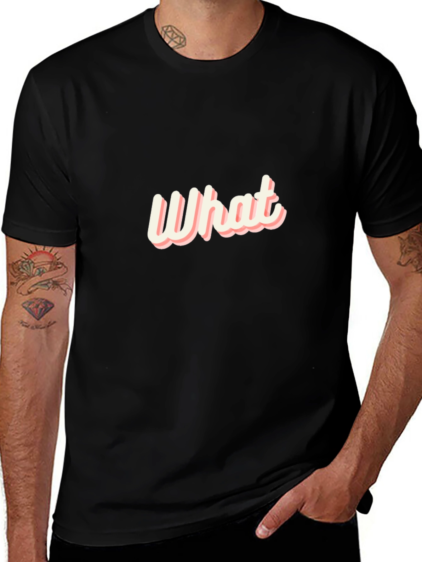 Variant 22 of What Graphic Print Men's Black T-Shirt