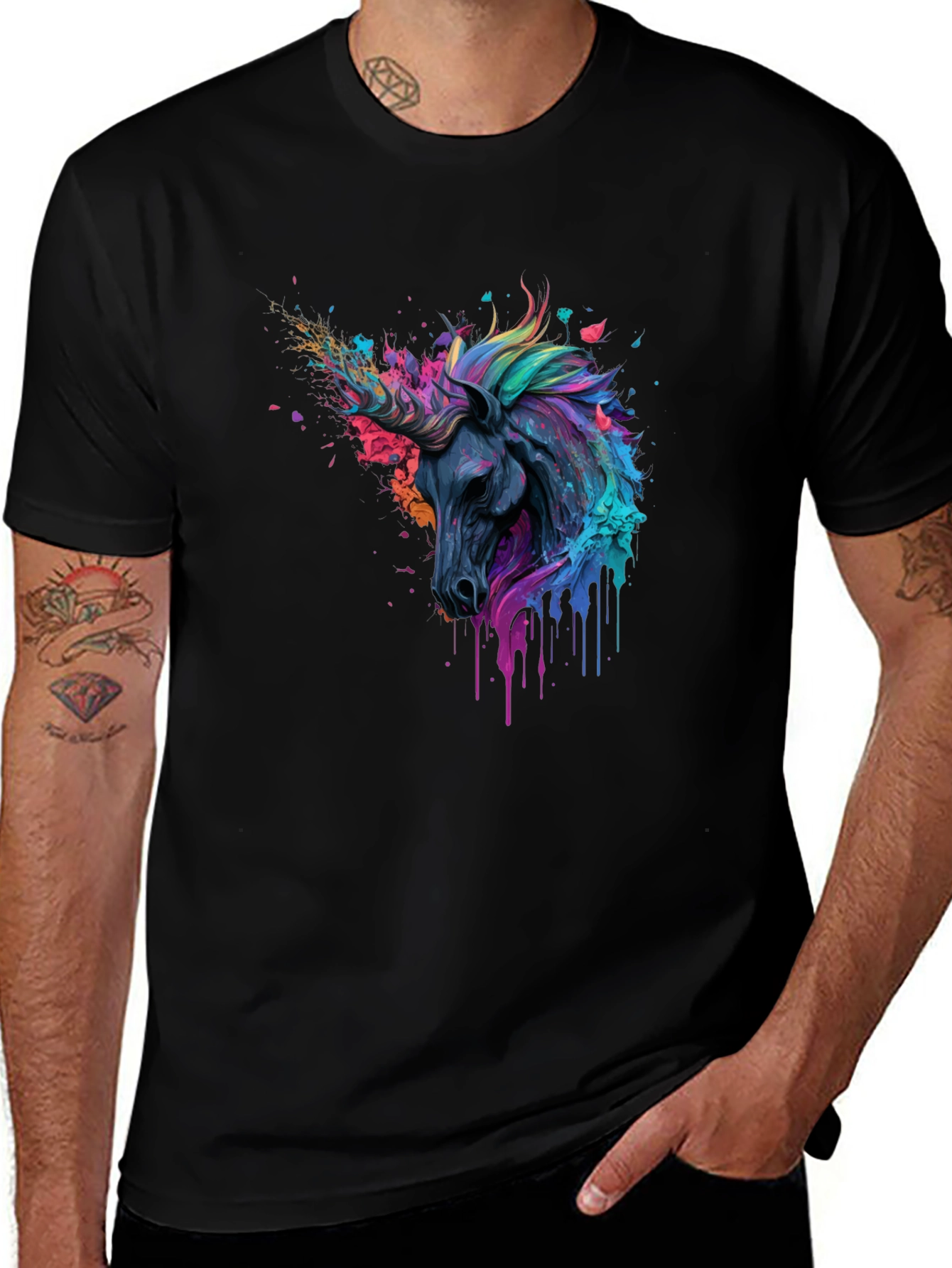 Variant 7 of Unicorn Art Black T-Shirt