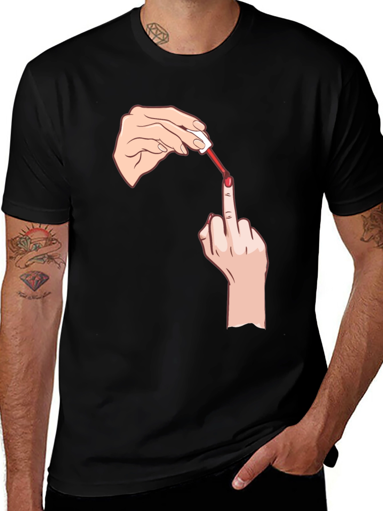 Variant 2 of Funny Middle Finger Nail Polish Graphic Tee