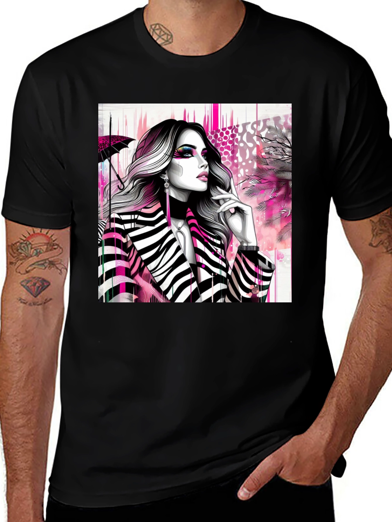 Variant 25 of Stylish Woman Zebra Print Tee - Modern Streetwear