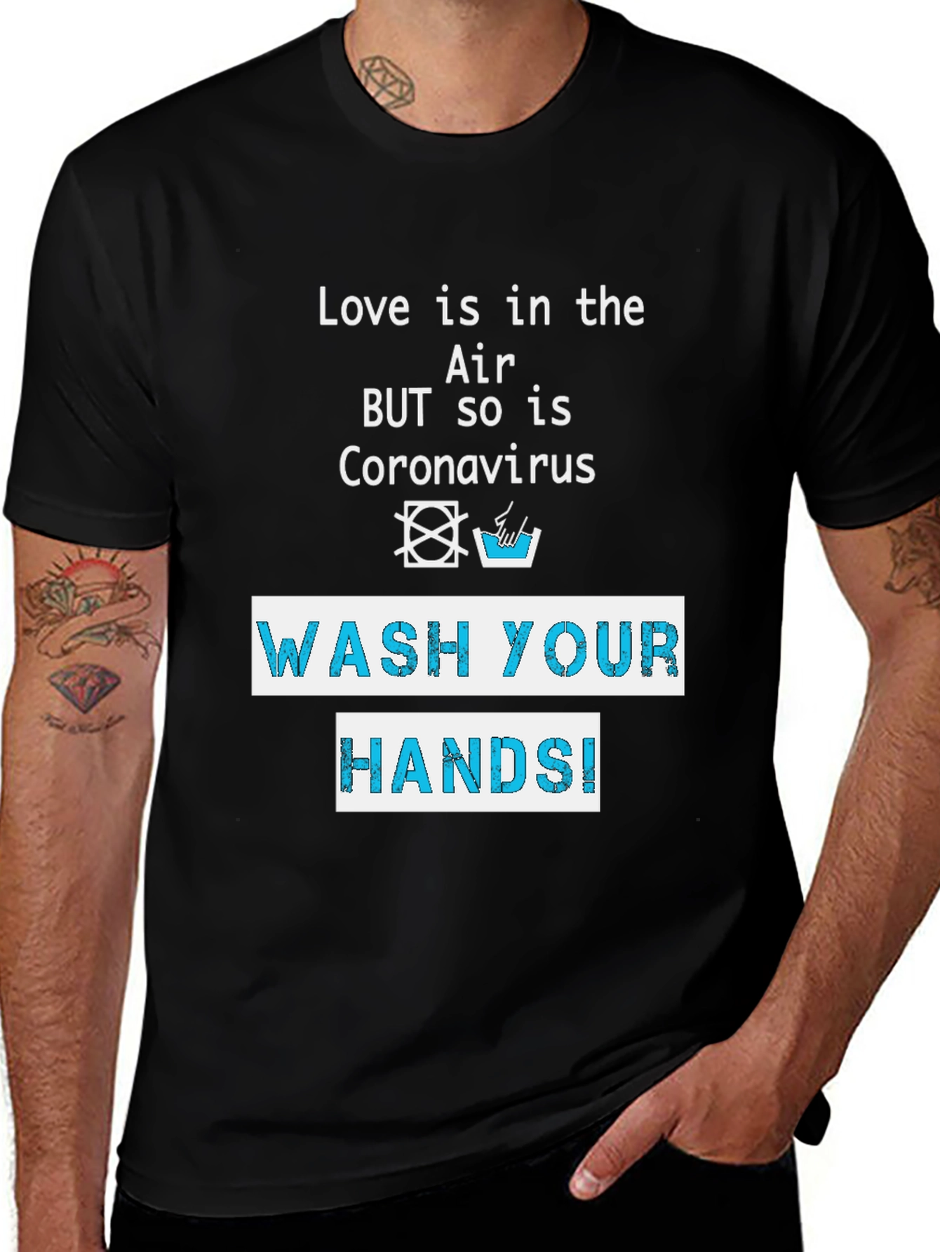 Black Wash Your Hands T-Shirt - Coronavirus Awareness main image