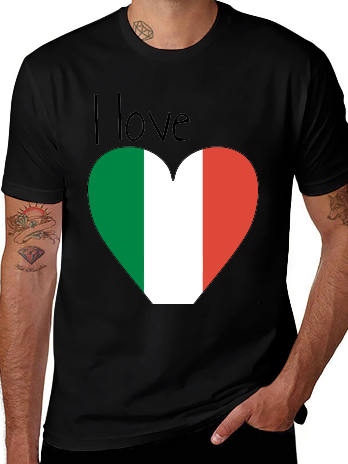 I Love Italy Heart Flag T-Shirt