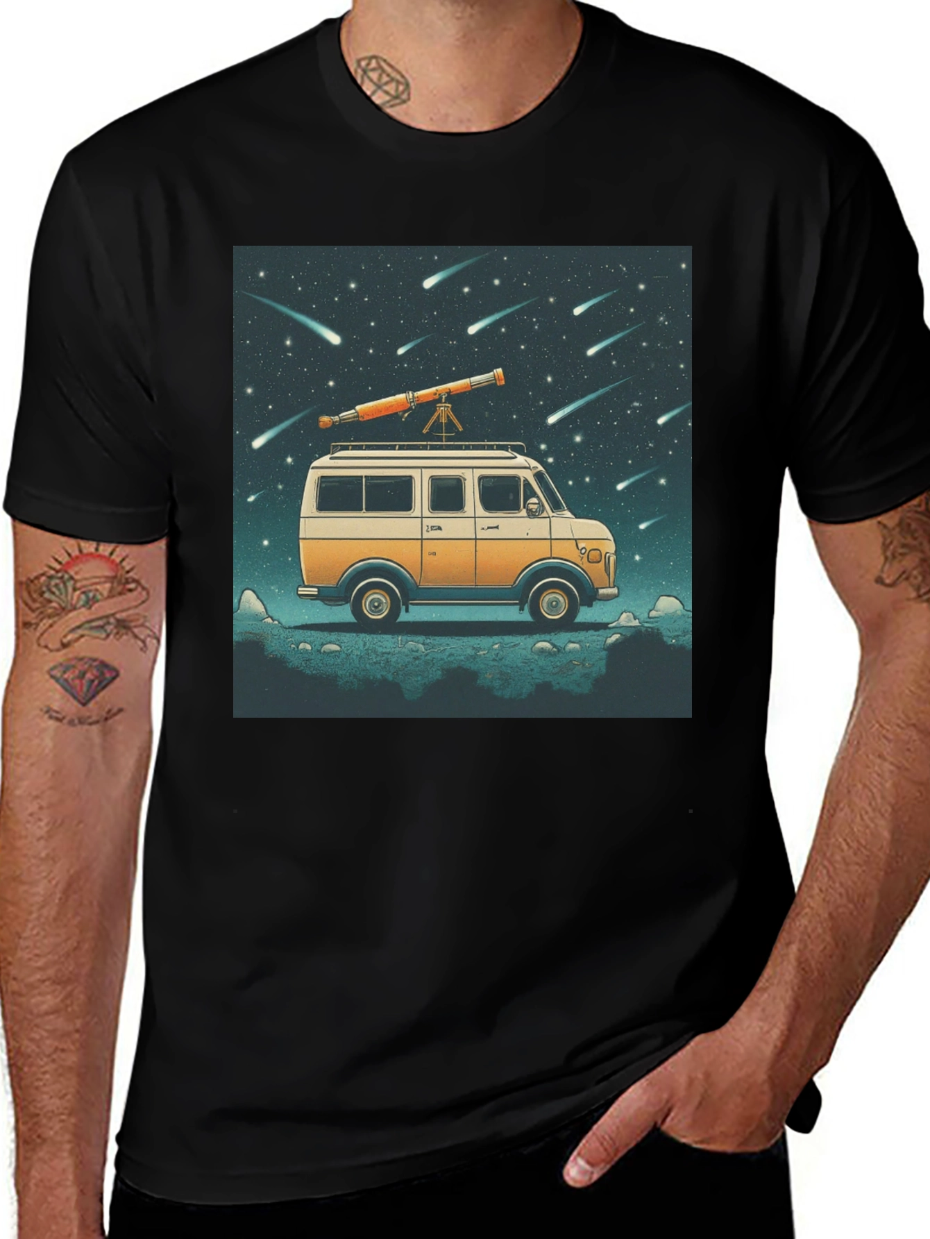 Variant 5 of Retro Van Telescope Stargazing T-Shirt