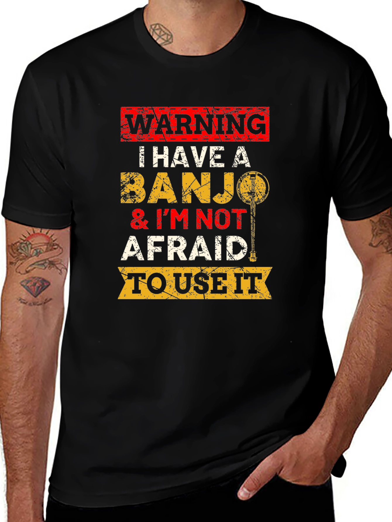 Variant 15 of Warning Banjo T-Shirt Funny Musician Tee