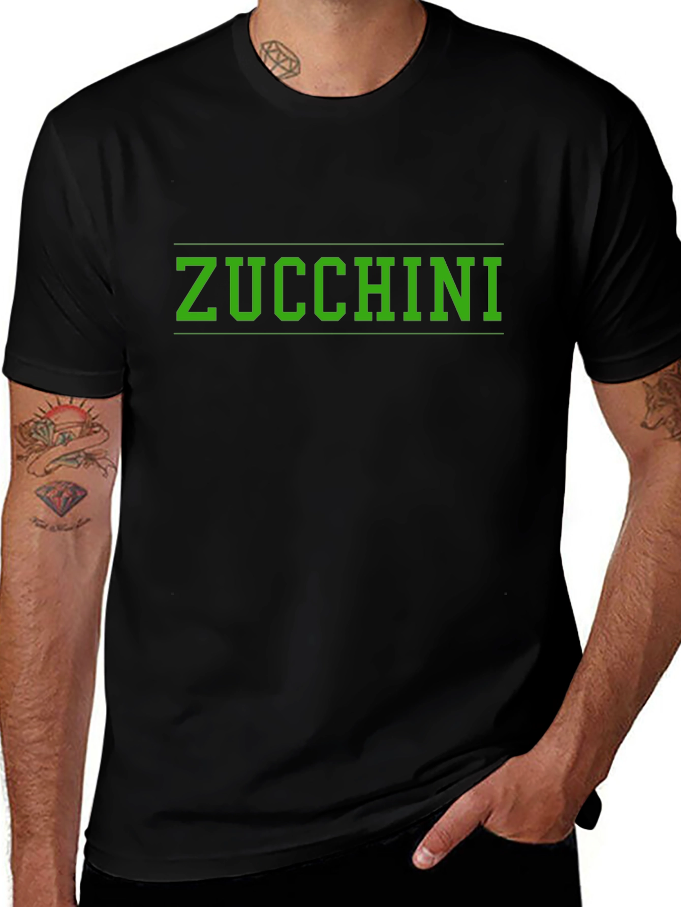 Zucchini Graphic Tee - Black Cotton T-Shirt