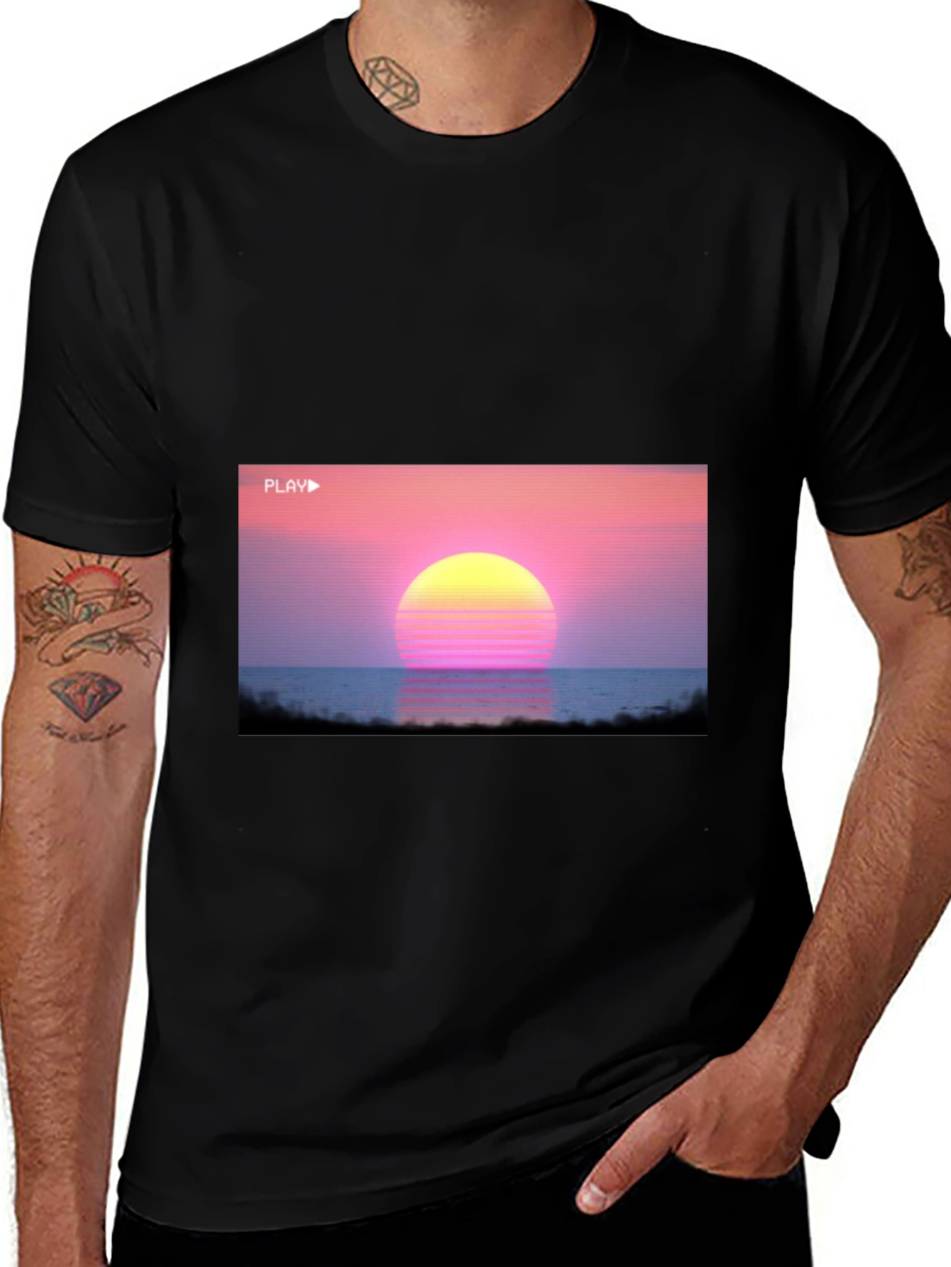 Variant 28 of Vaporwave Sunset Graphic Tee - Retro 80s Style