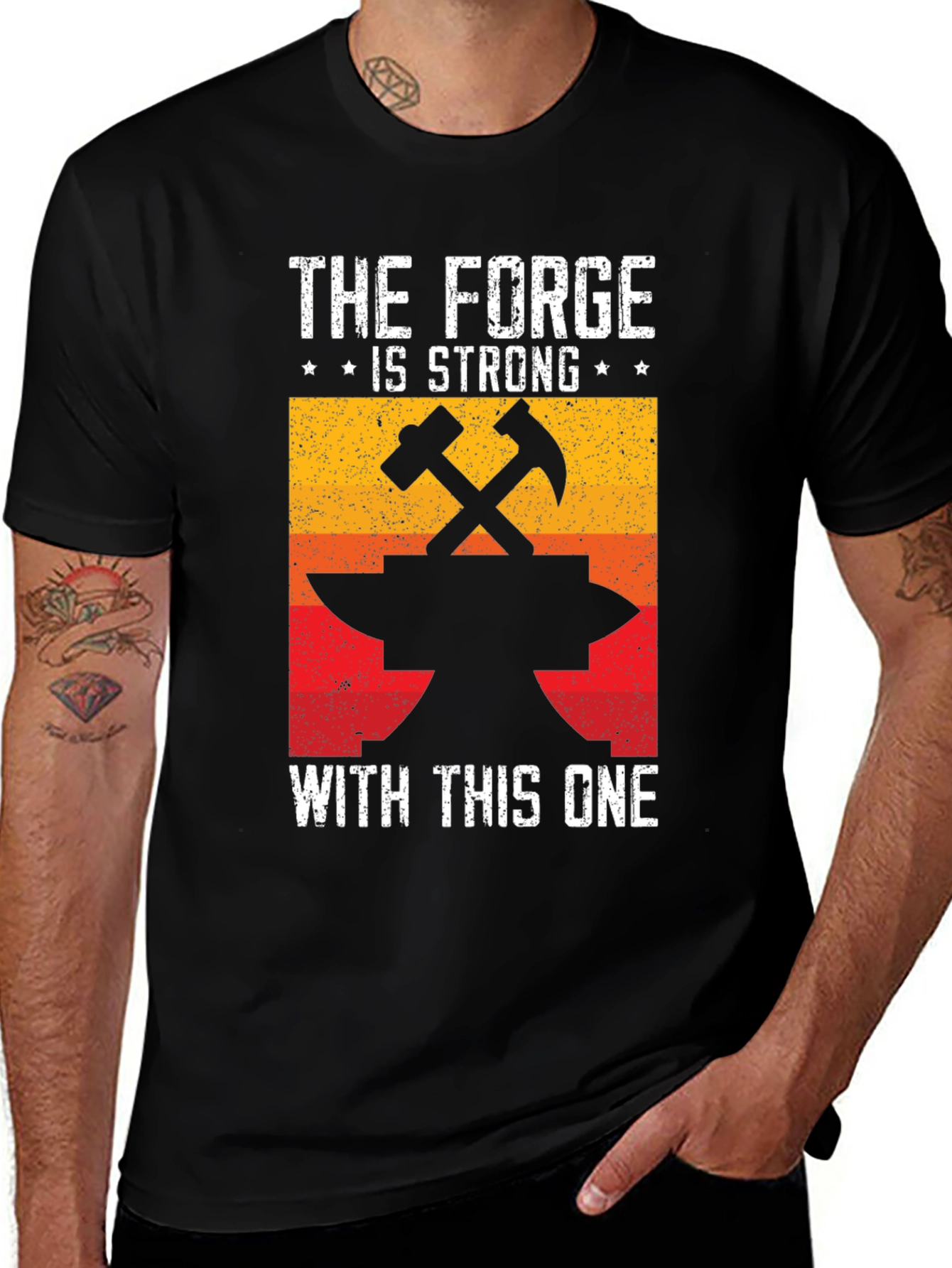 Variant 22 of The Forge is Strong T-Shirt - Blacksmith Anvil Tee