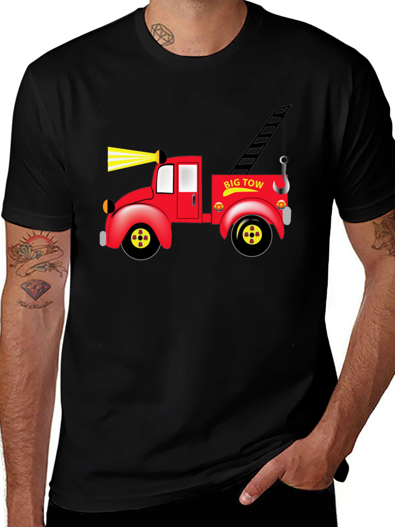 Variant 27 of Big Tow Truck Graphic Black T-Shirt