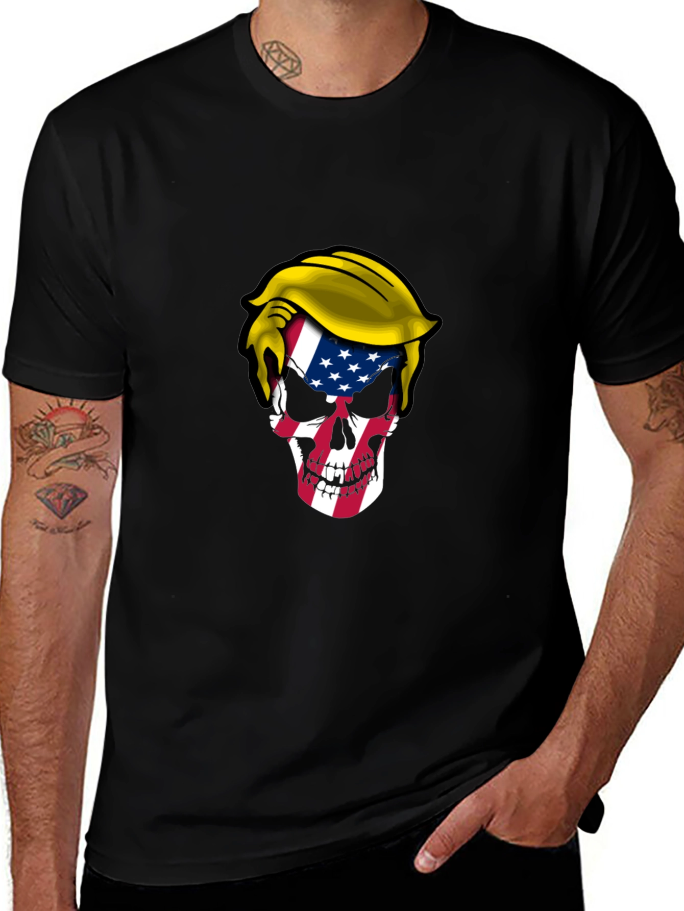 Variant 16 of Trump Skull USA Flag Graphic T-Shirt