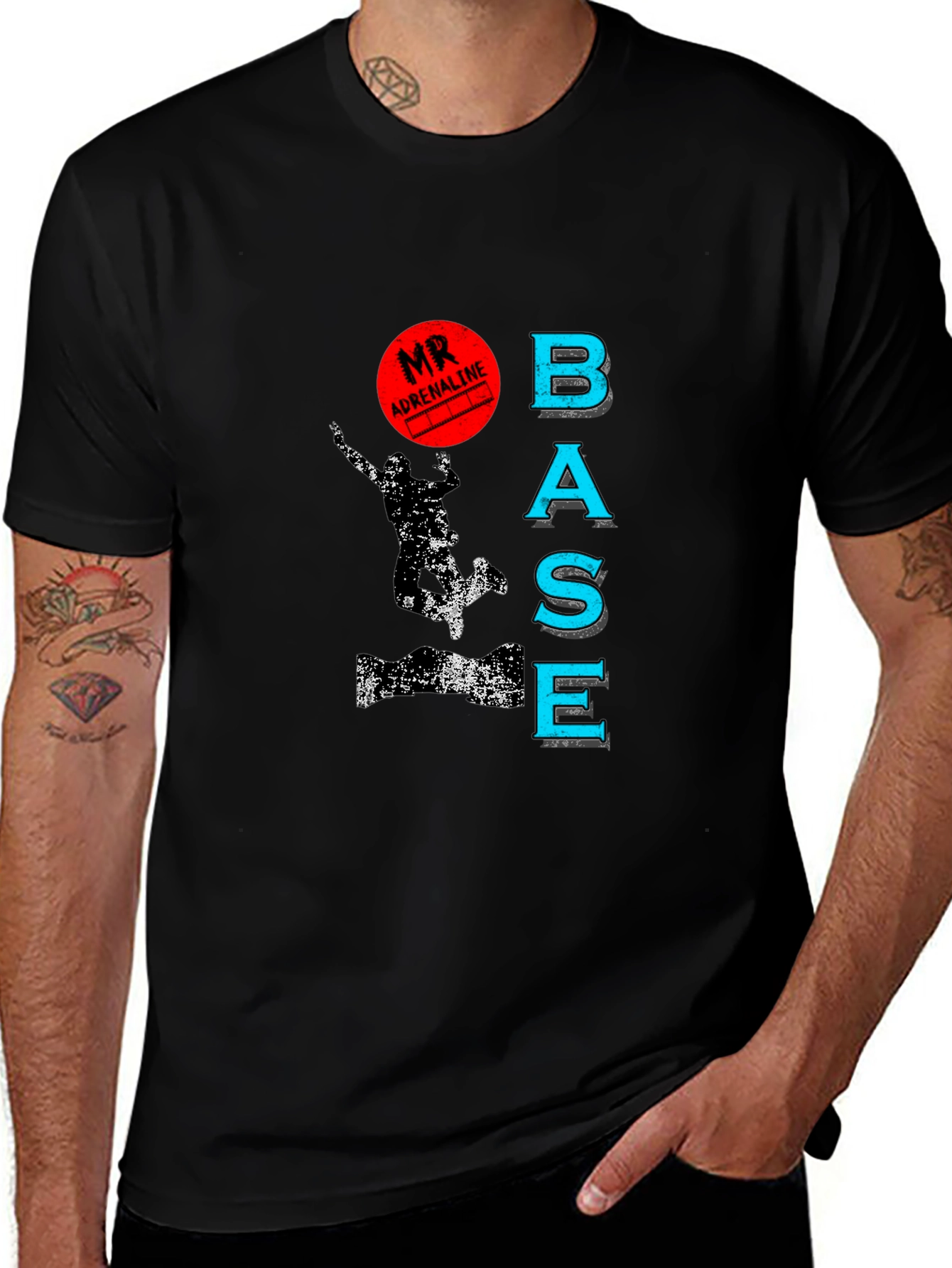 Mr. Adrenaline BASE Jump Black Graphic Tee