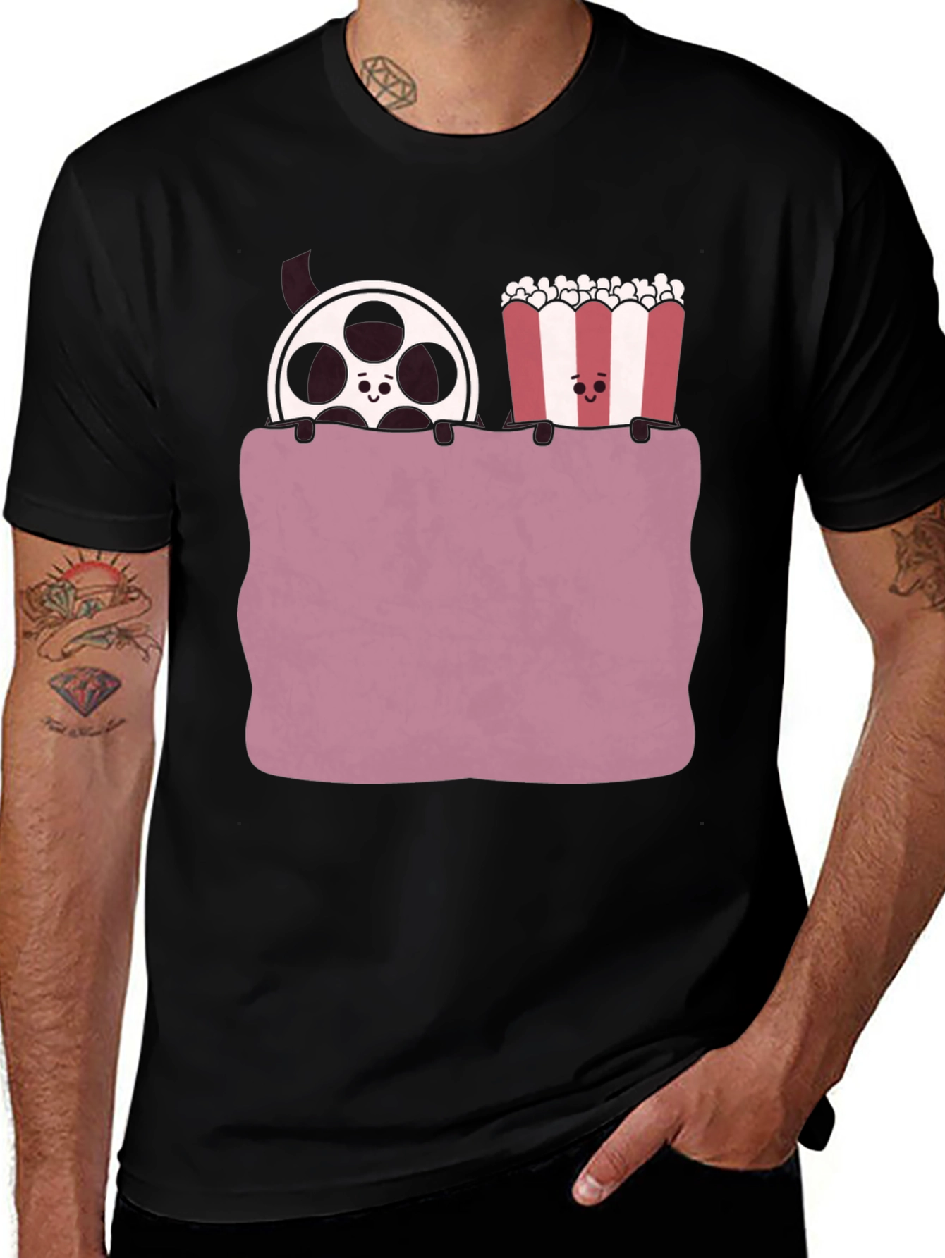 Variant 9 of Movie Night T-Shirt - Reel & Popcorn Design