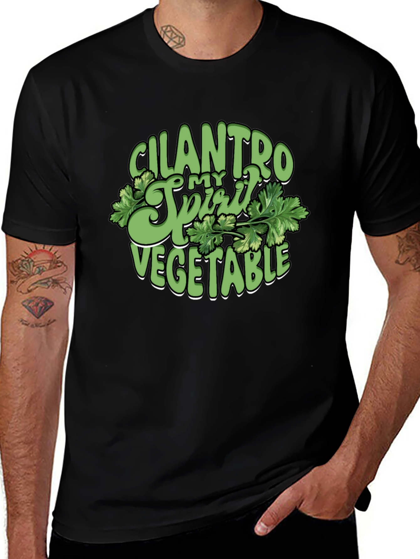 Variant 18 of Cilantro Spirit Vegetable T-Shirt - Black