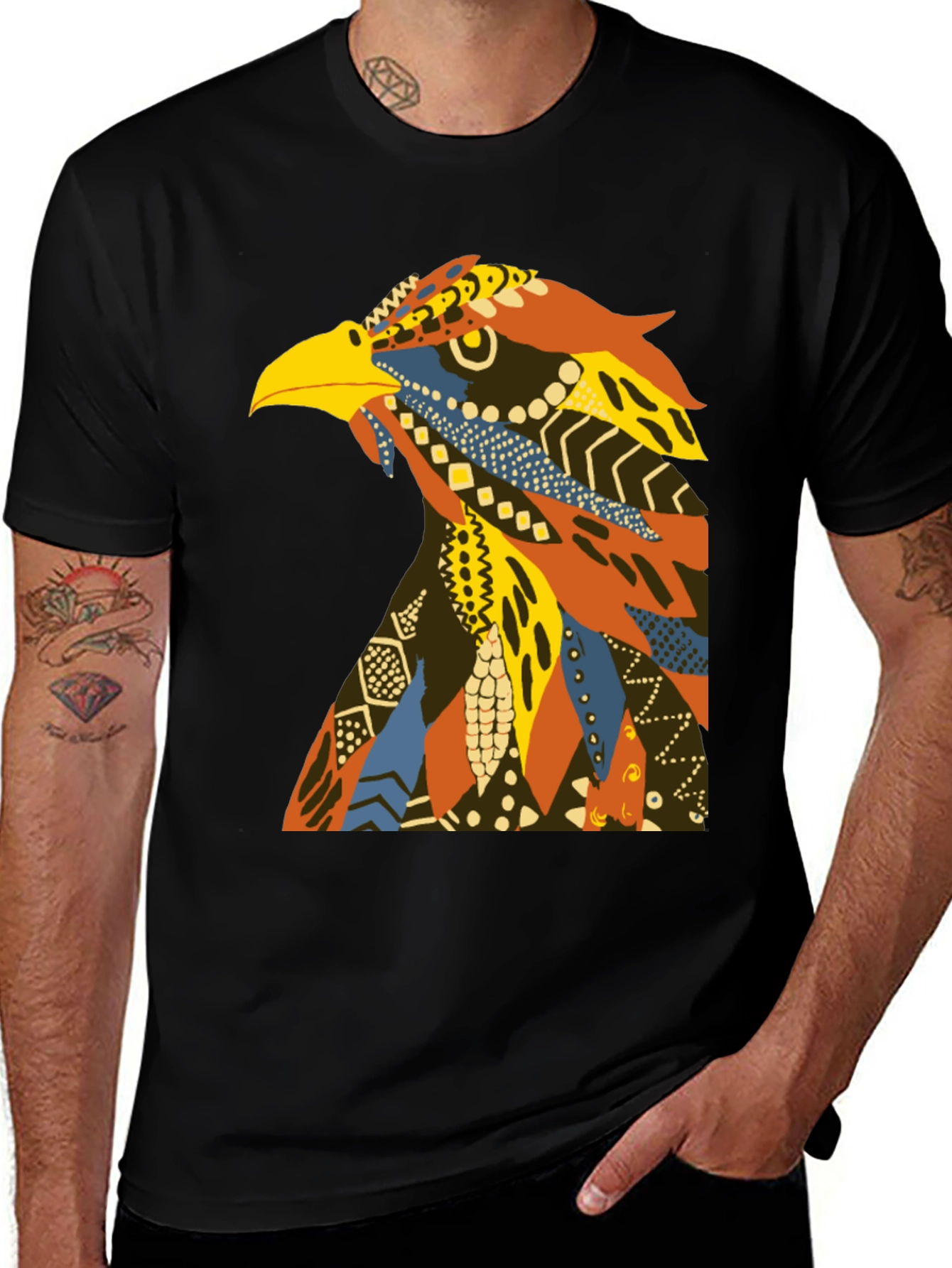 Variant 3 of Bold Eagle Graphic Tee - Tribal Style Bird Design